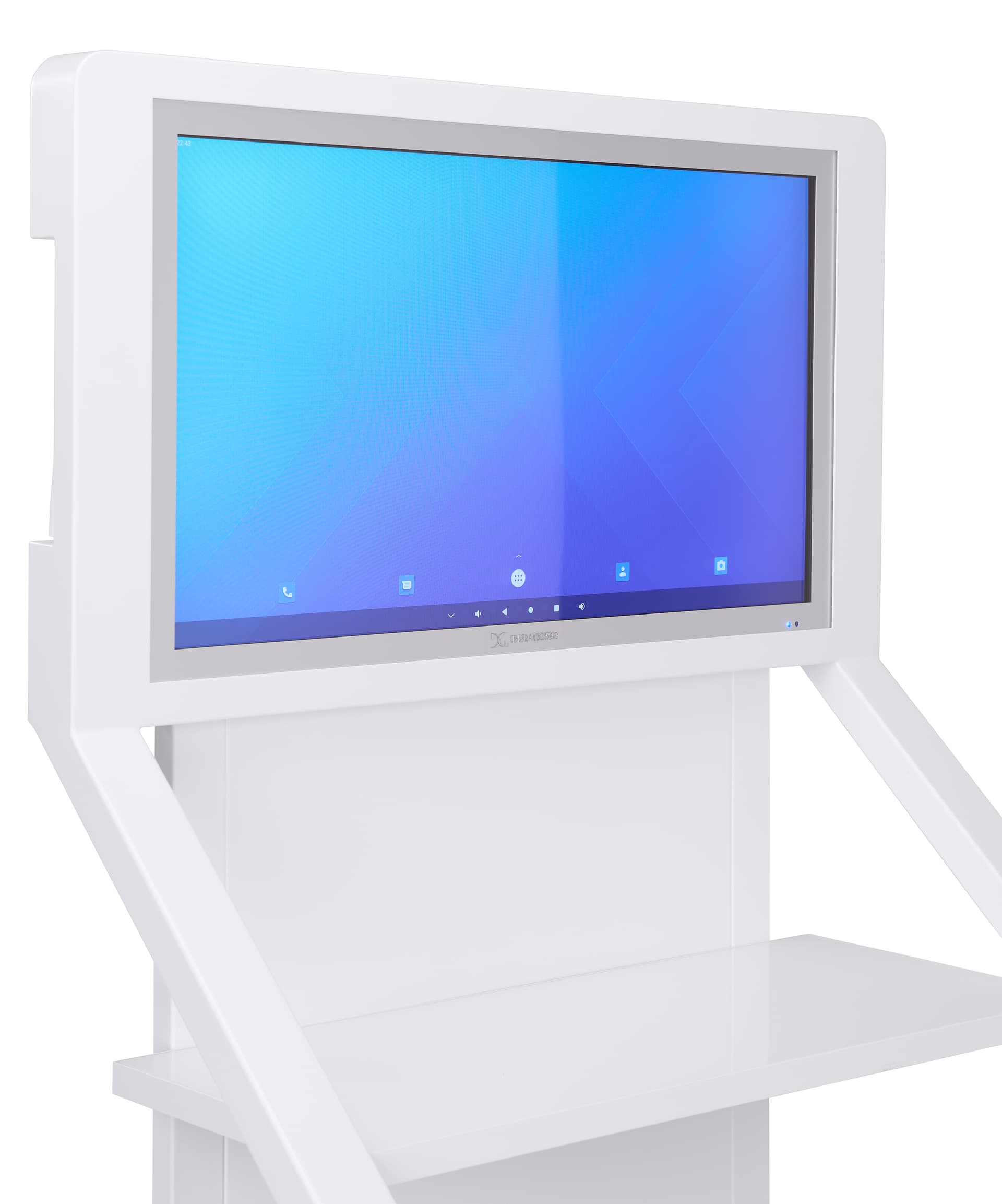 Product display shelves with 32 inch LCD screen with a 1920 by 1080 resolution