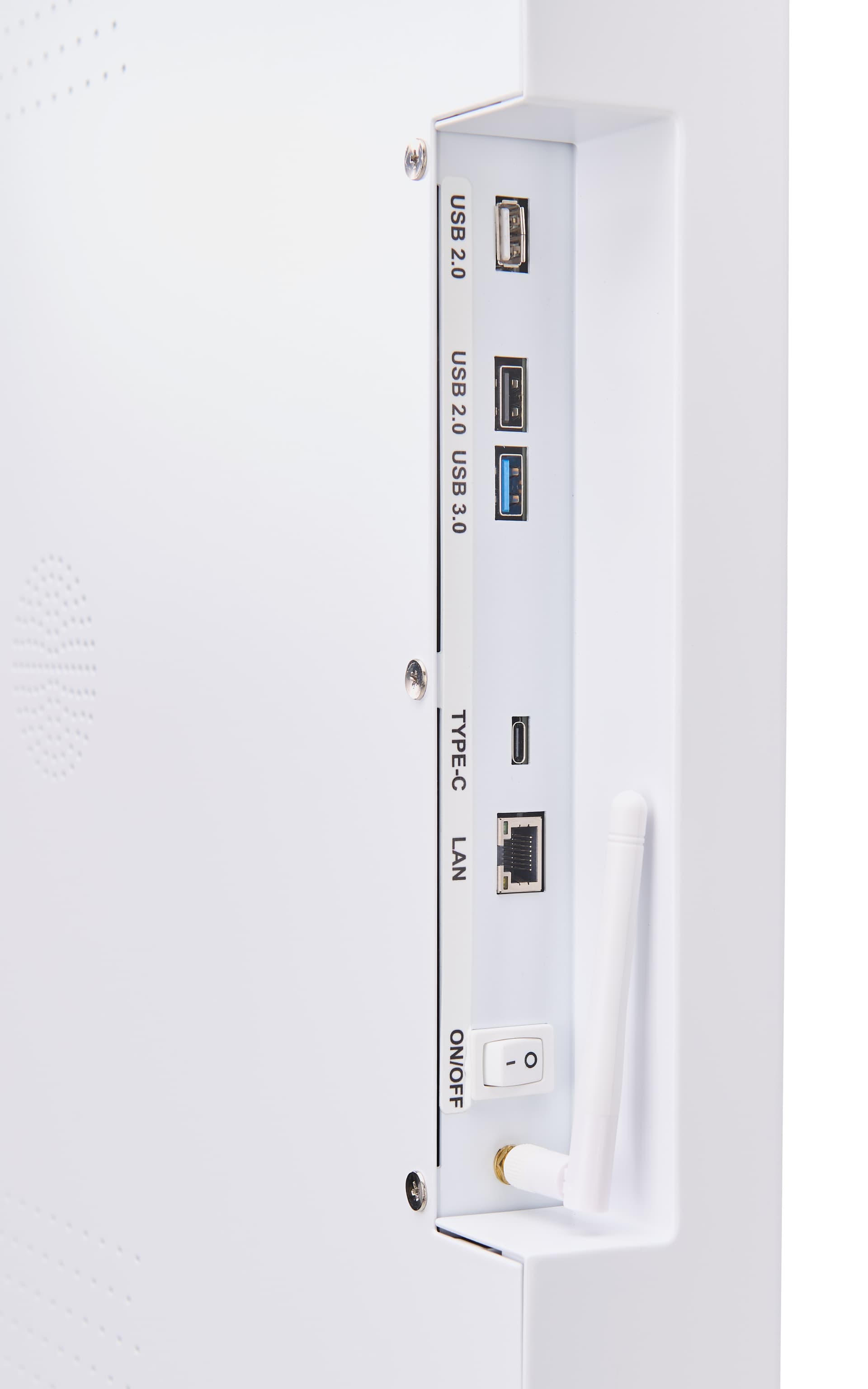 Product display shelves with two USB 2.0, one USB 3.0, one type-c, and ethernet LAN port