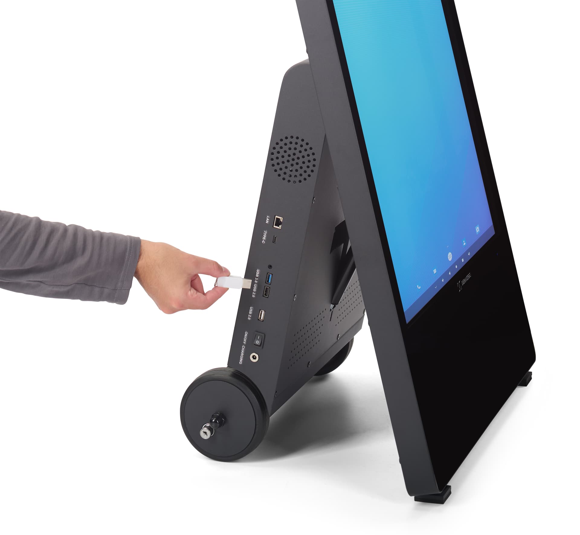 Indoor Mobile Digital Signage A-Frame with USB ports for easy content uploads