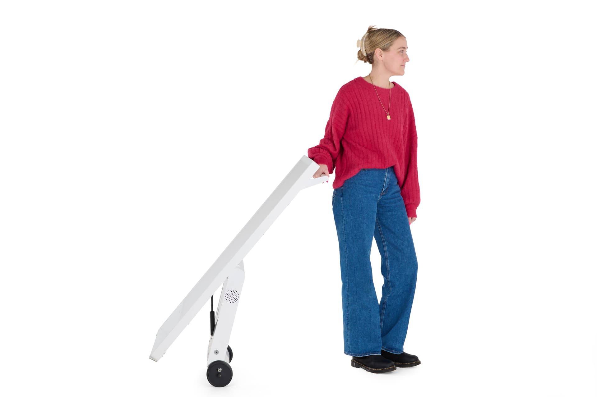 Mobile digital signage with wheels for portability