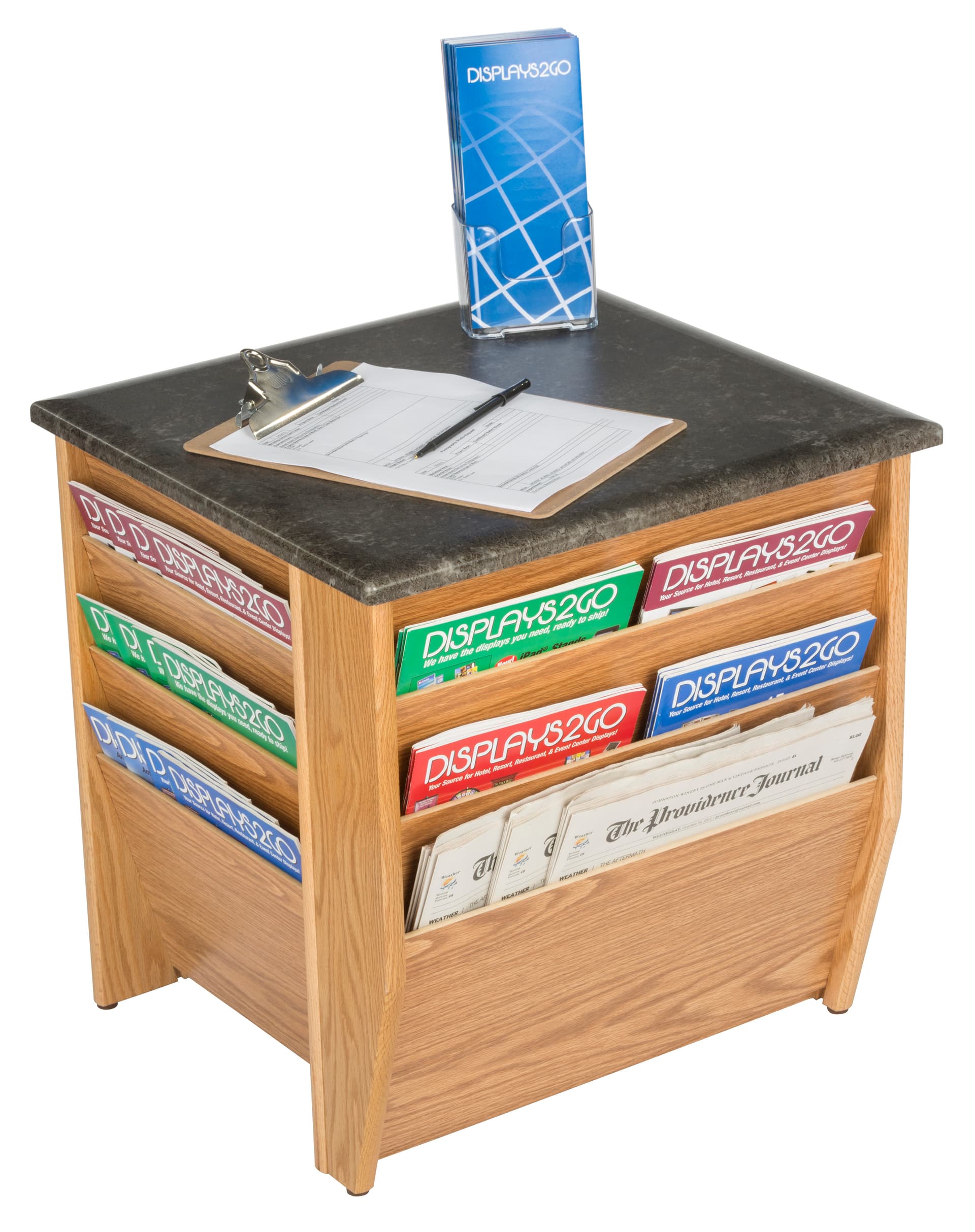 Light Oak Magazine Rack End Table, Weighs 51 lbs