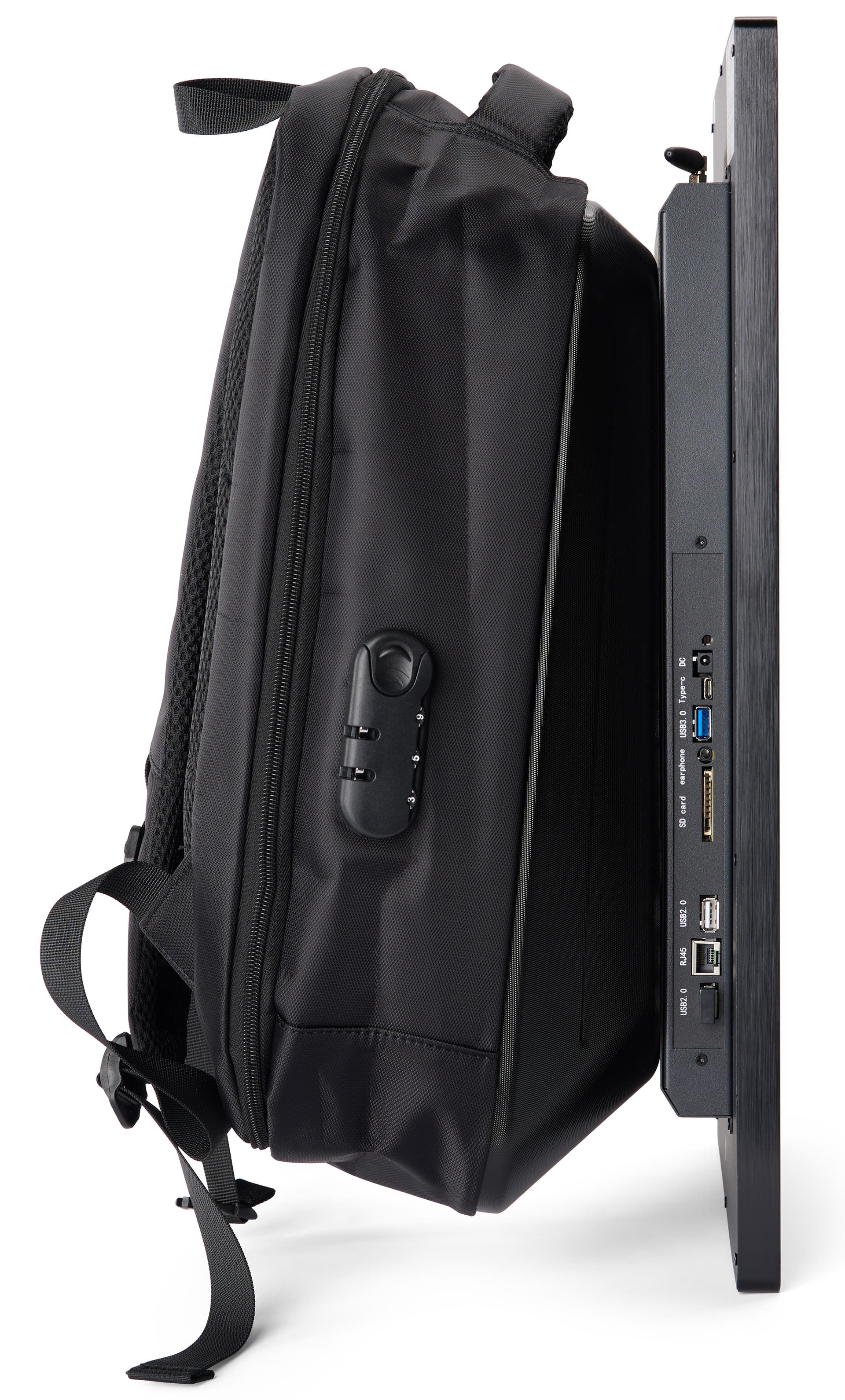 Digital backpack billboard with USB ports