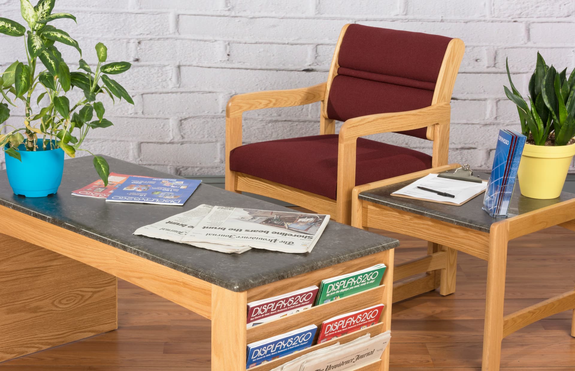 Light Oak Magazine Coffee Table, 21" Overall Height