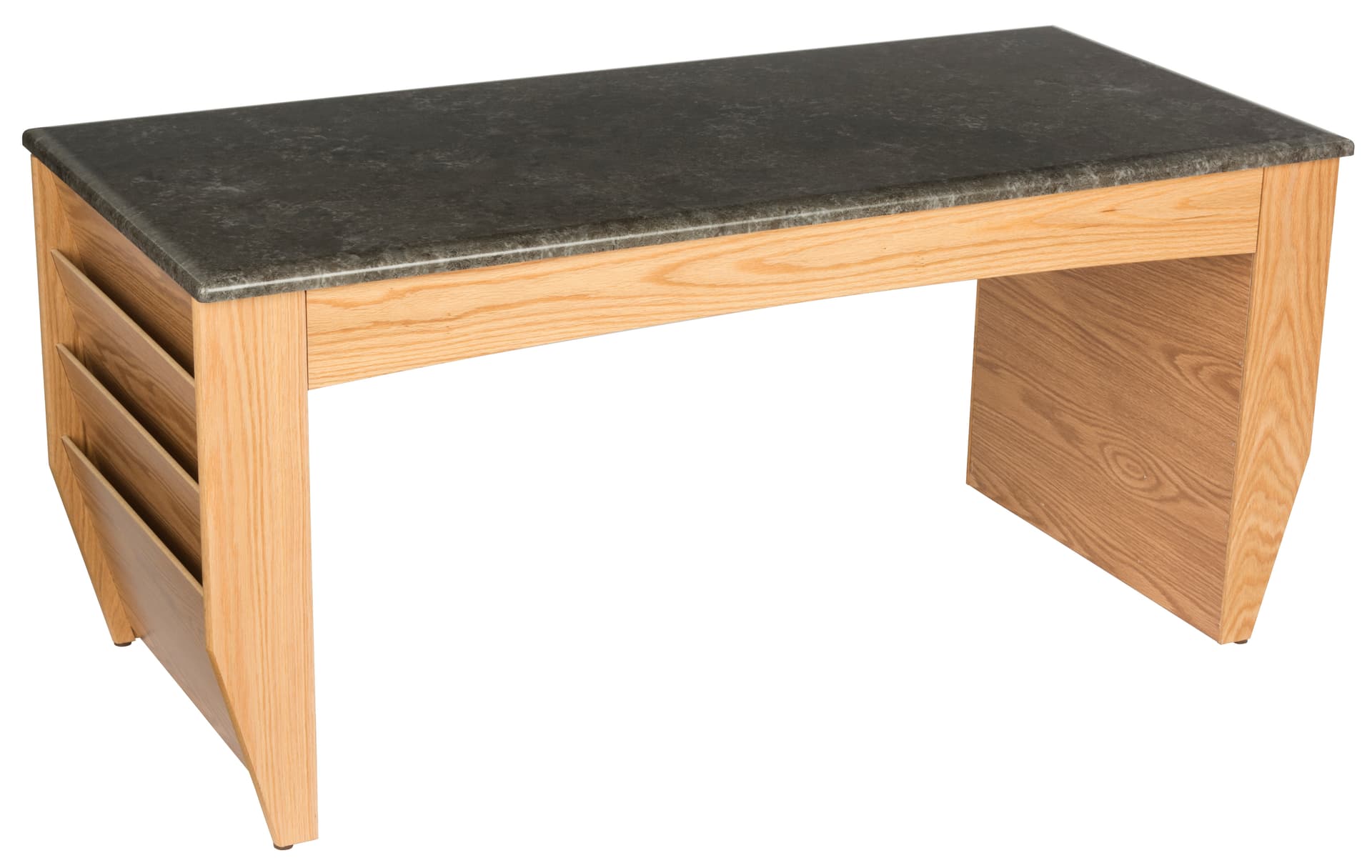 Light Oak Magazine Coffee Table with Double Wide Pockets