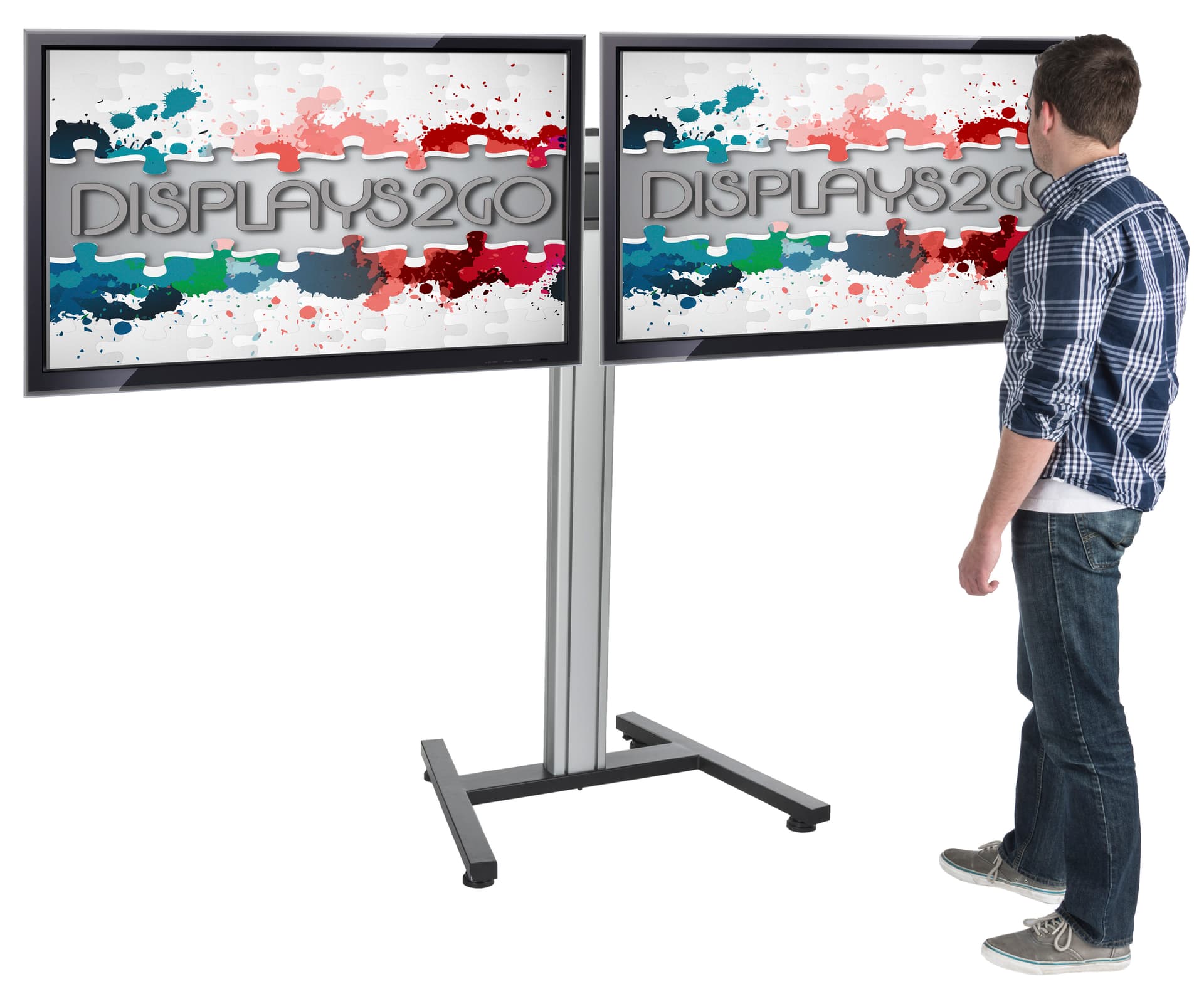 Dual Screen Floor Stand for Trade Shows