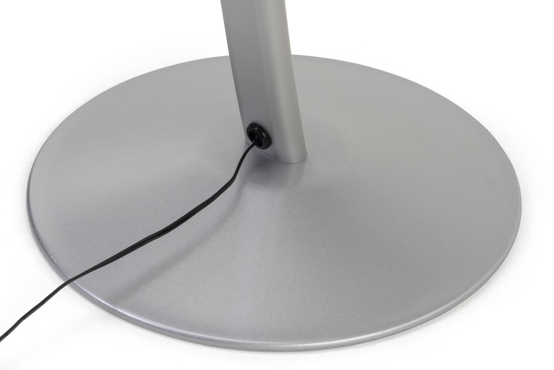 Small digital floor sign with weighted base and cord management