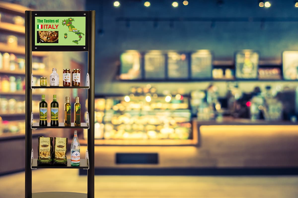 Retail digital sign merchandising shelves