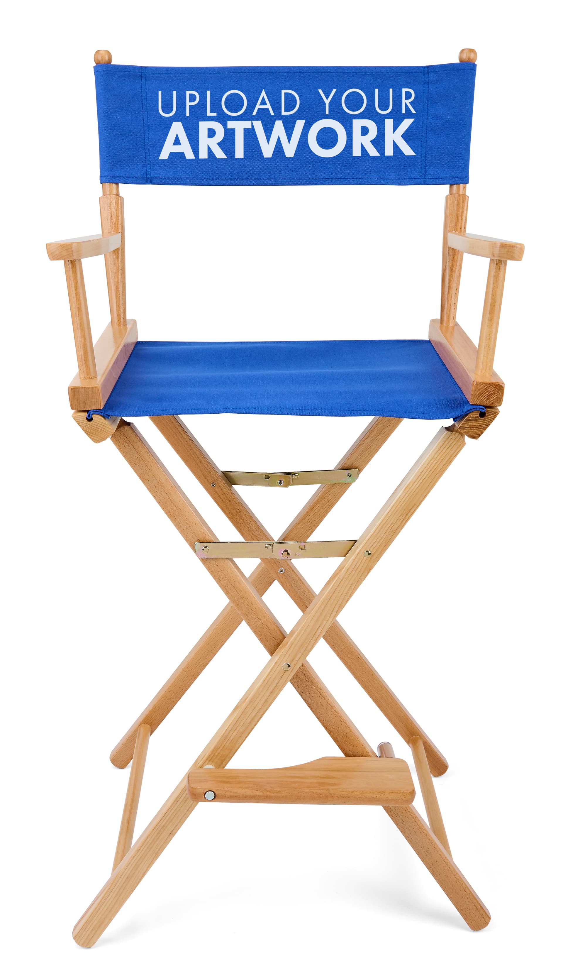 This wood directors chair with a canvas seat
