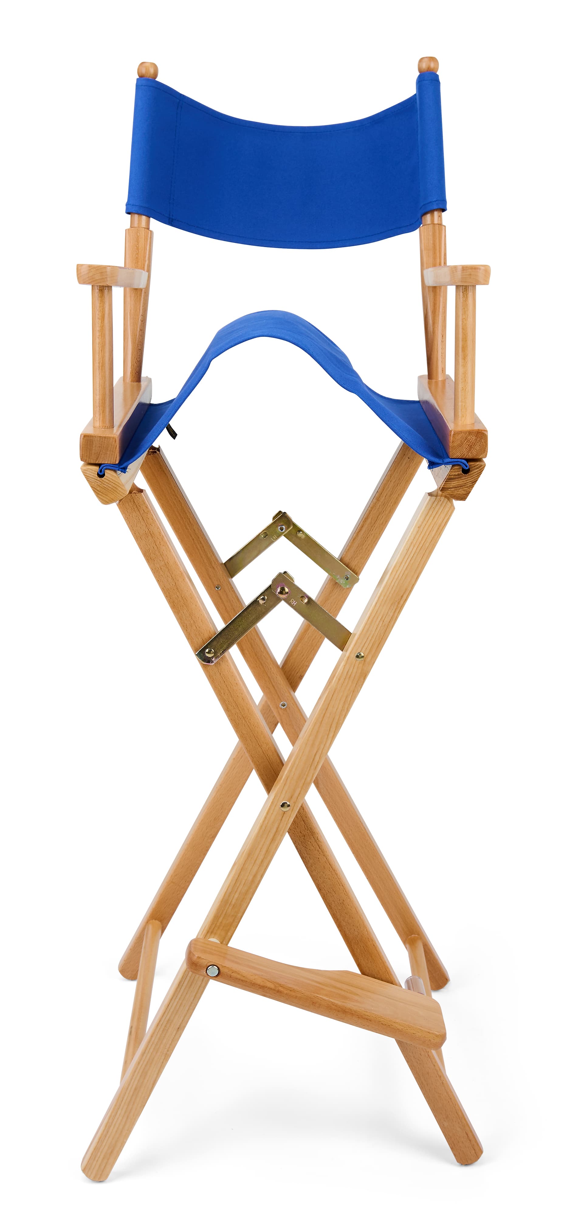 This wood directors chair with slim profile when folded