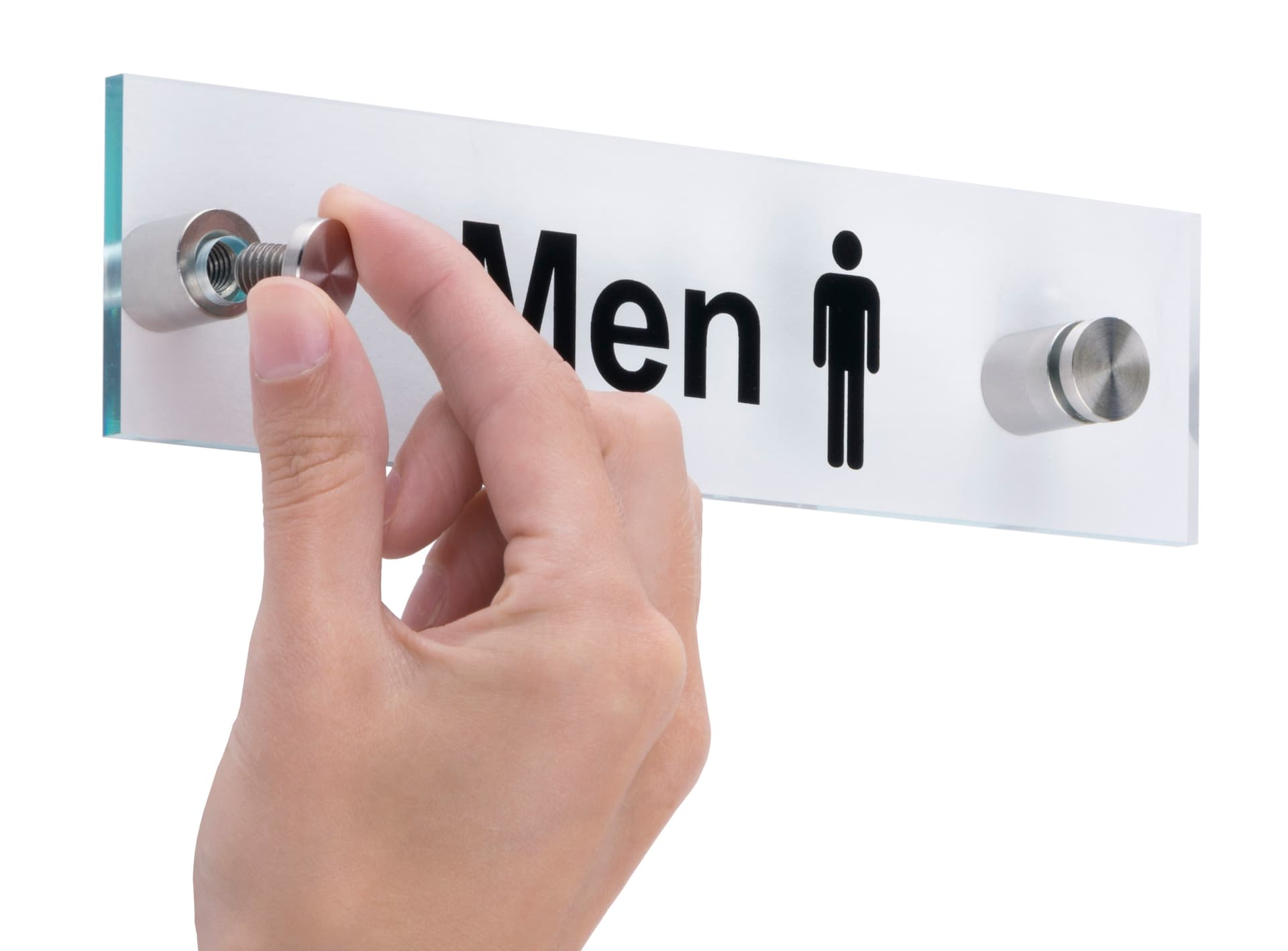 “Men” Bathroom Sign with Binding Screws