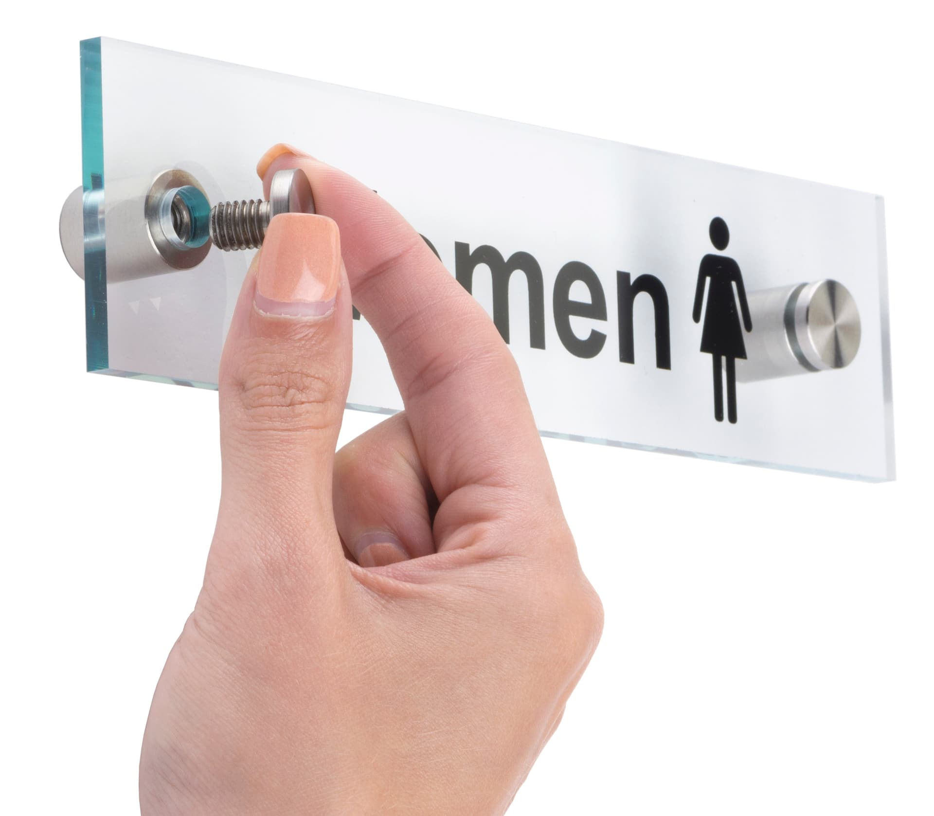 “Women” Bathroom Sign with Black Lettering 