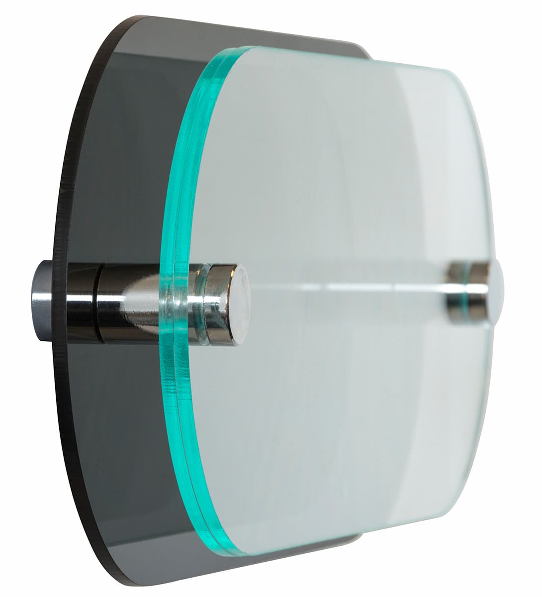 Layered Sign Standoffs with Backplate and Chrome Caps