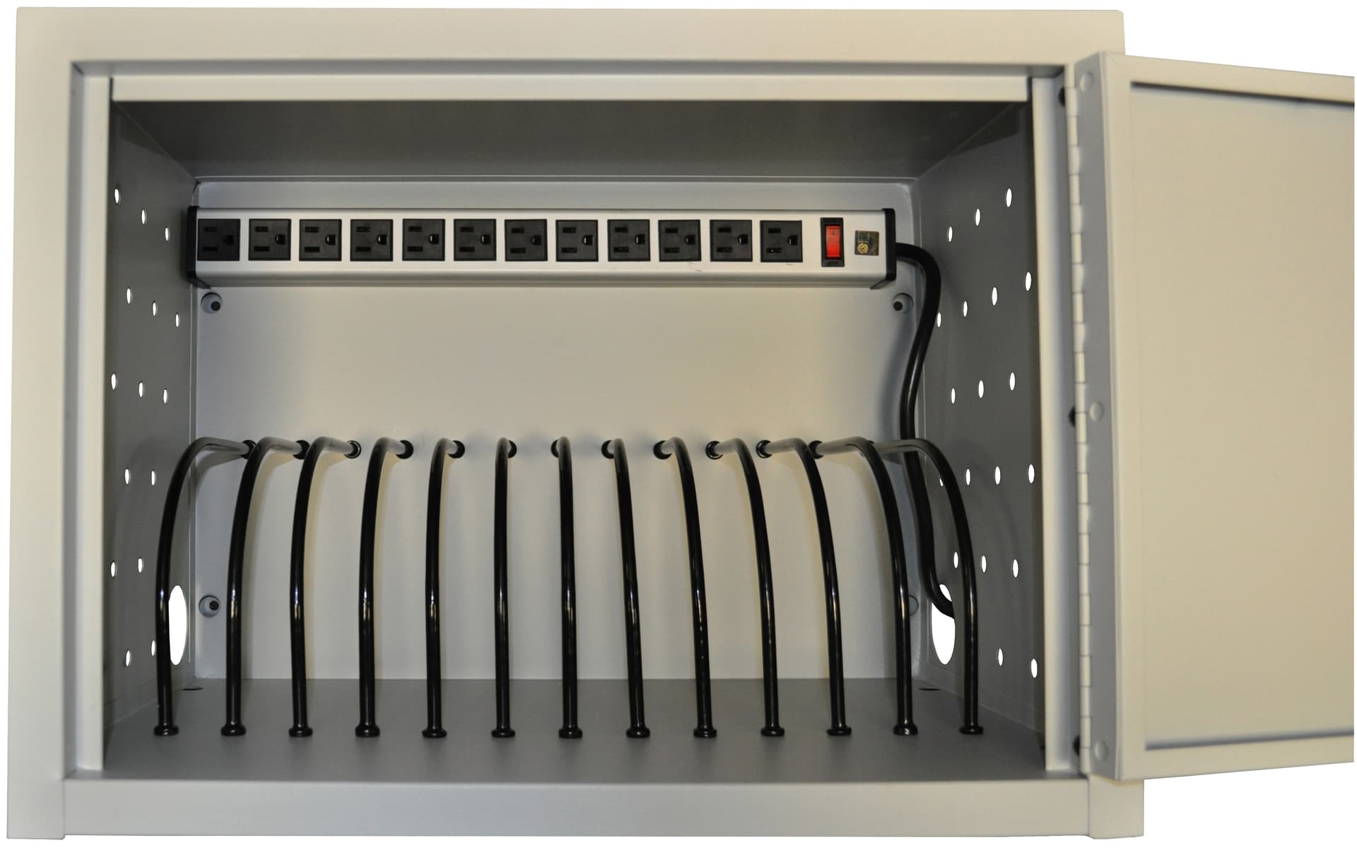 iPad Charging Cabinet with Horizontal 12-Outlet Power Strip