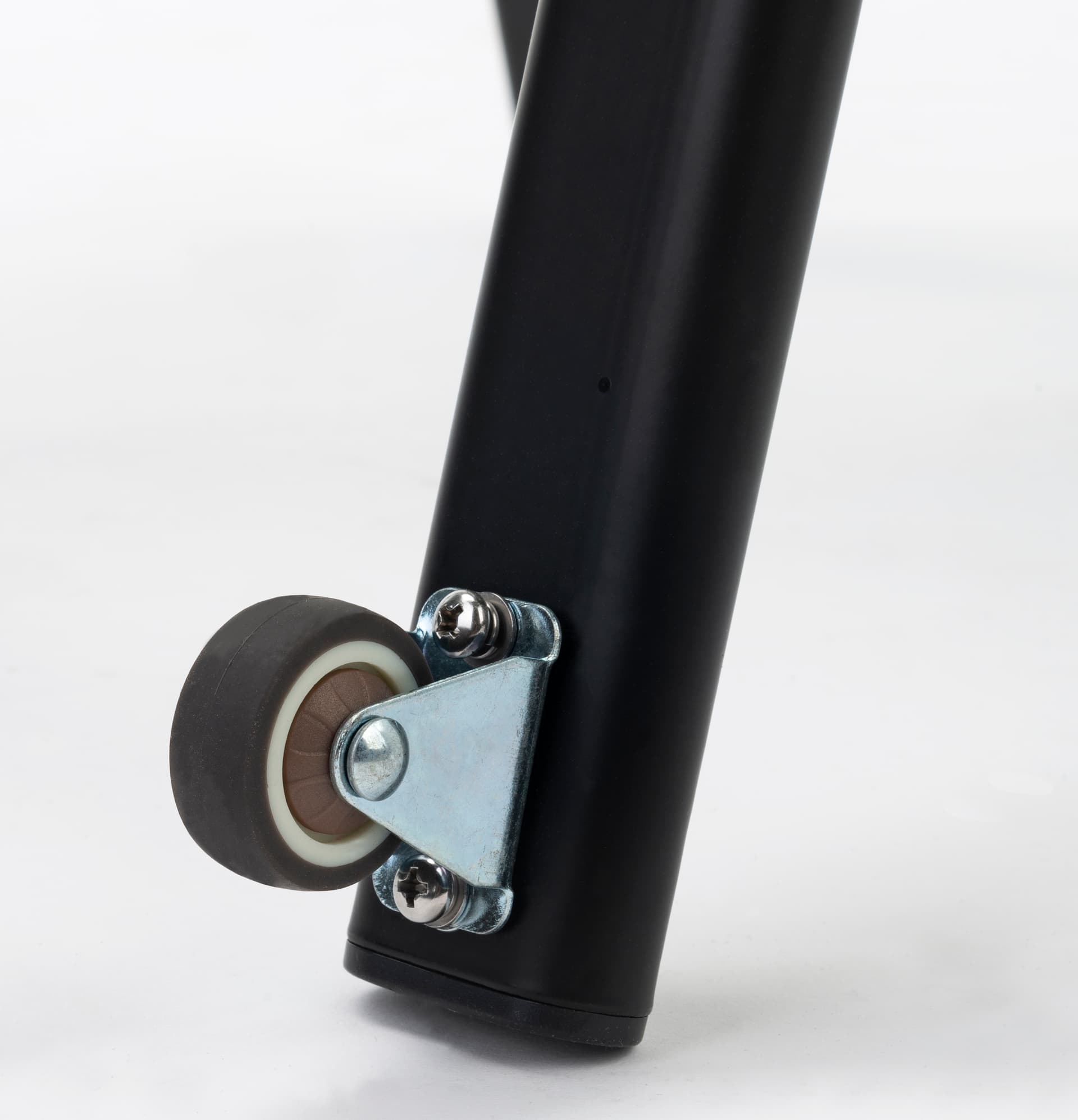 Folding TV easel with two wheels for mobile transportation