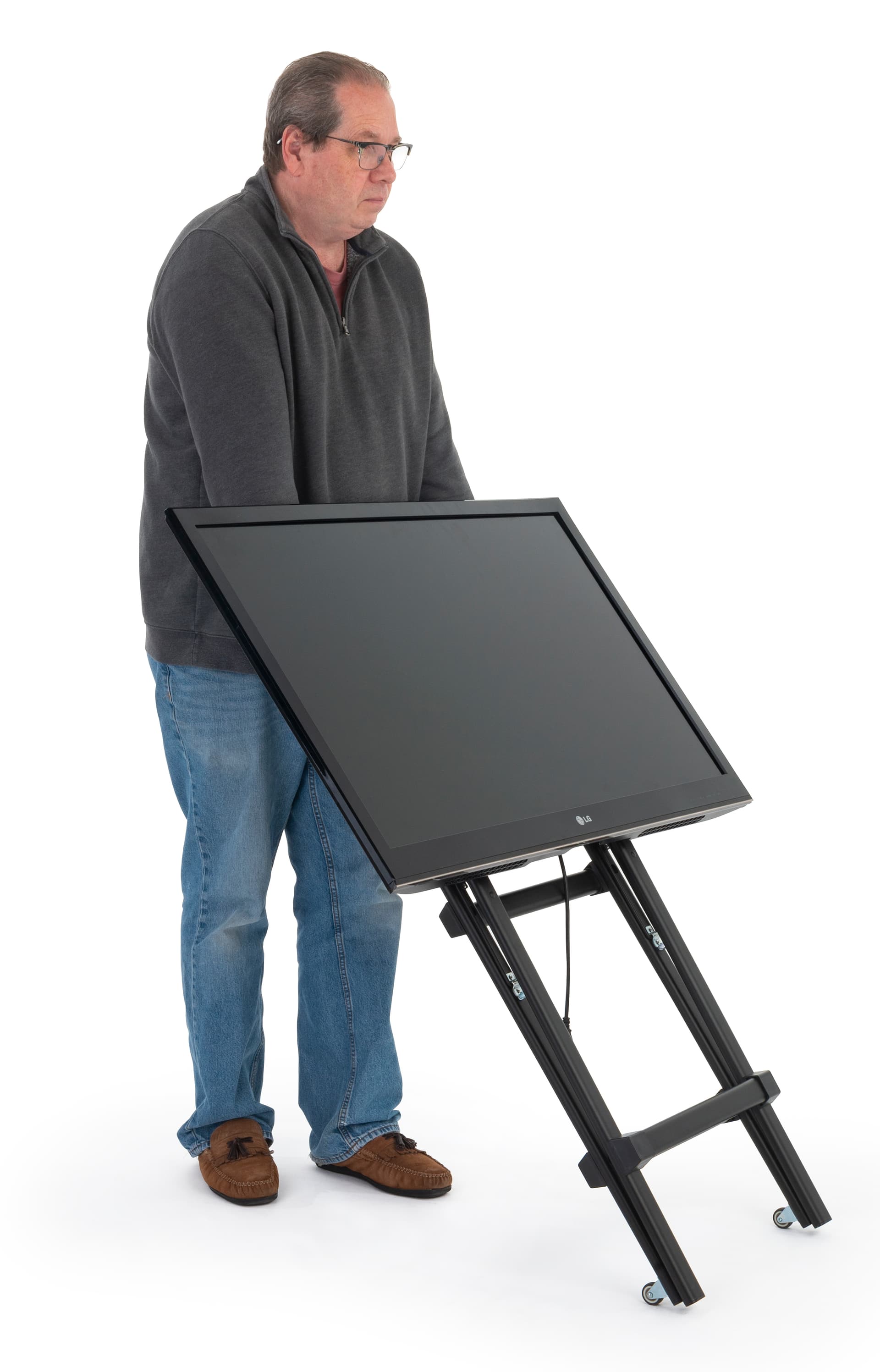 Folding TV easel with 110 pound weight capacity