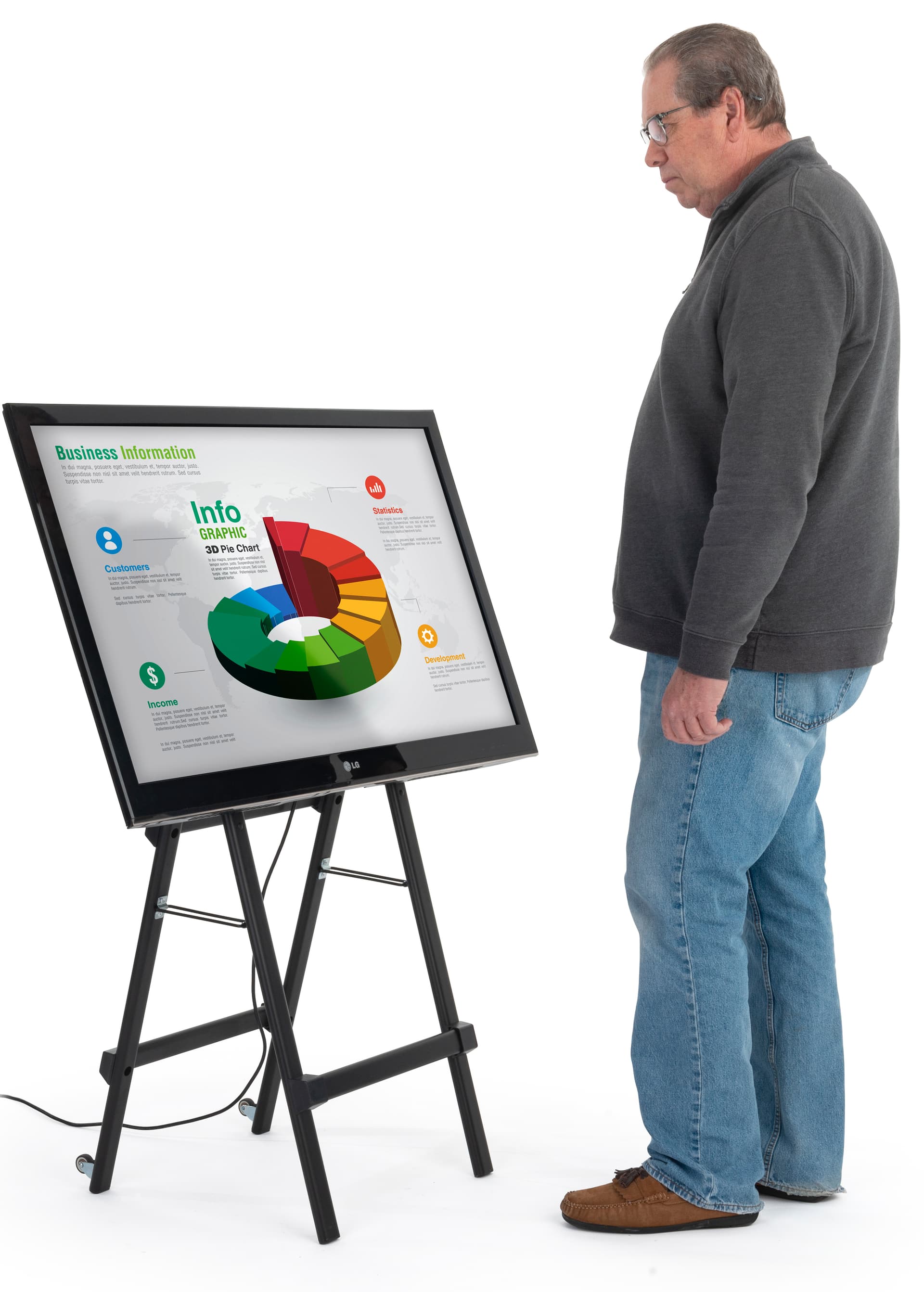 Folding TV easel for digital screens for LCD advertisements