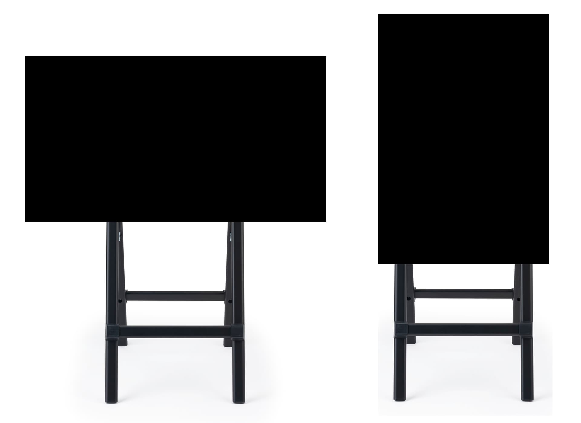 Folding TV easel with portrait and landscape orientation display options