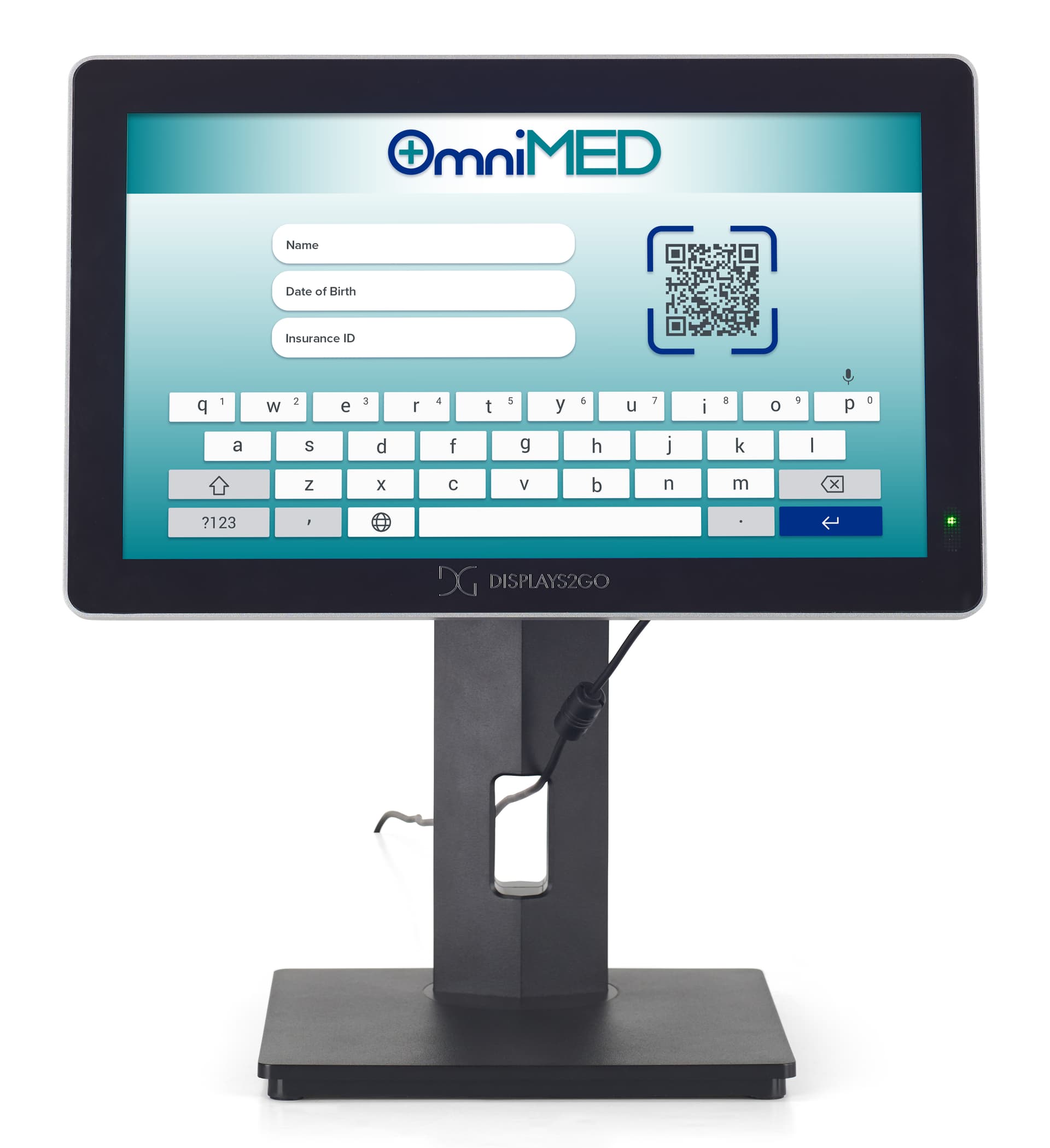 Interactive digital signage showcasing a landscape hospital check-in screen