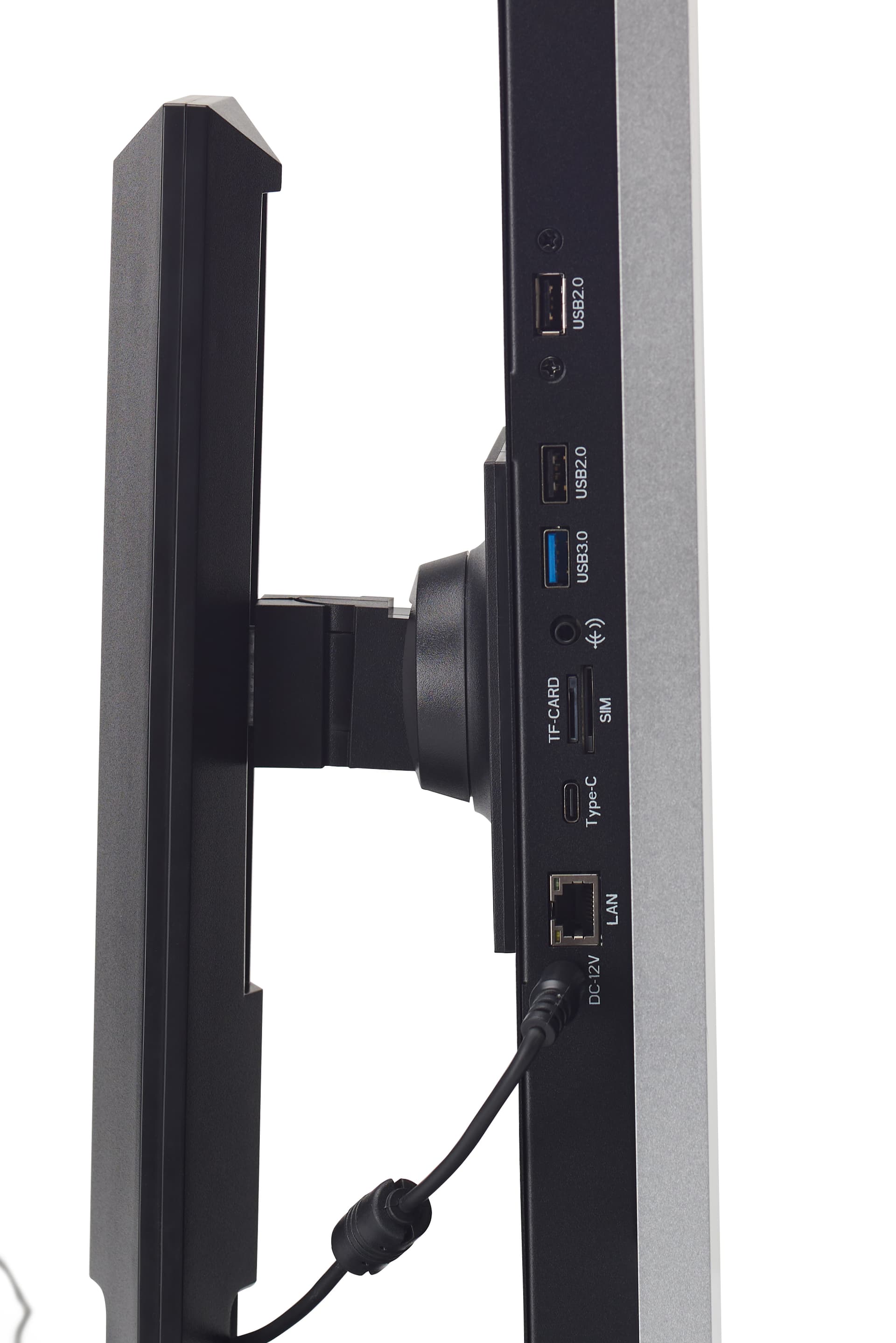 Interactive digital signage with ports located on the bottom of the unit