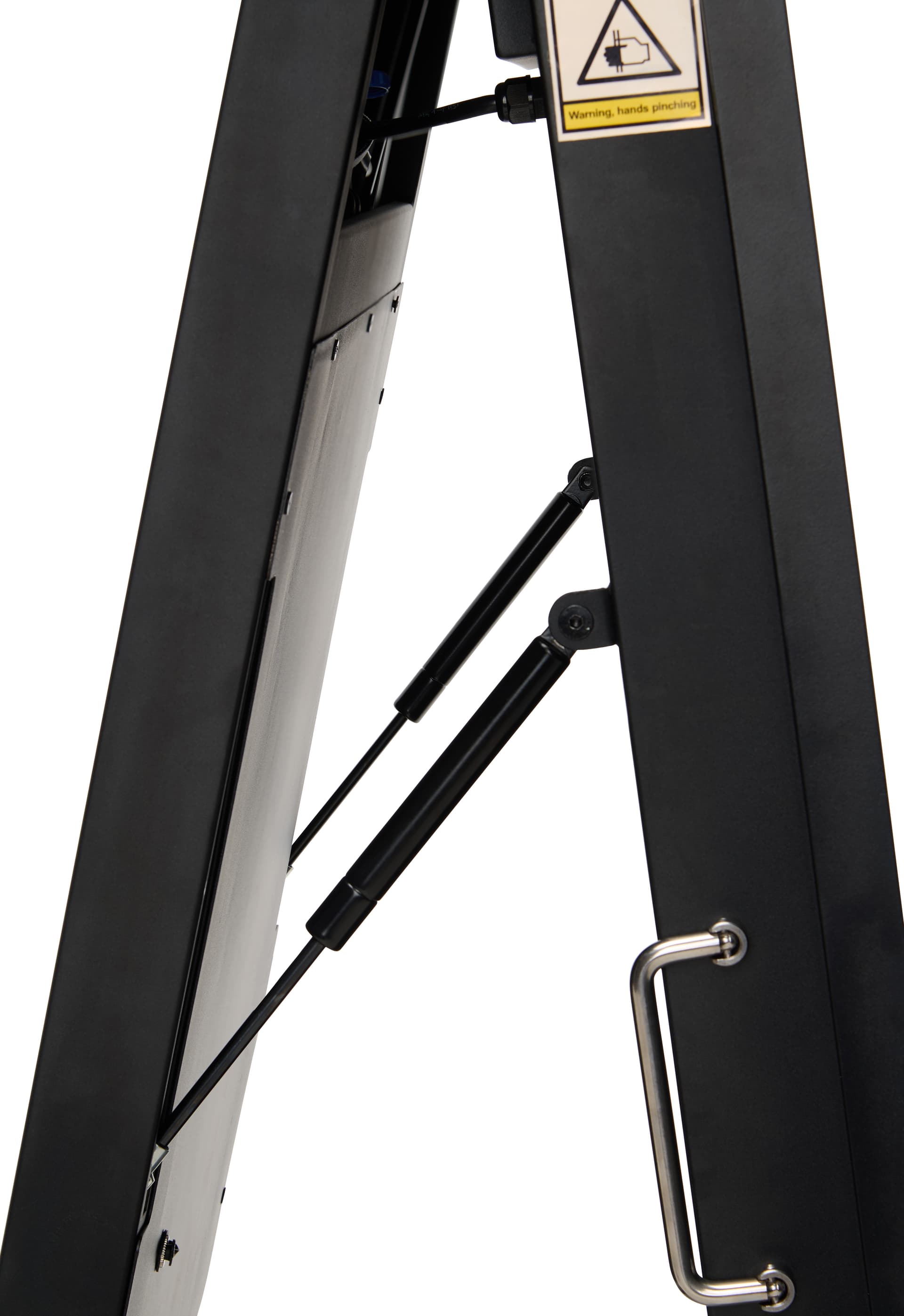 Outdoor digital display with pneumatic hinges and two handles