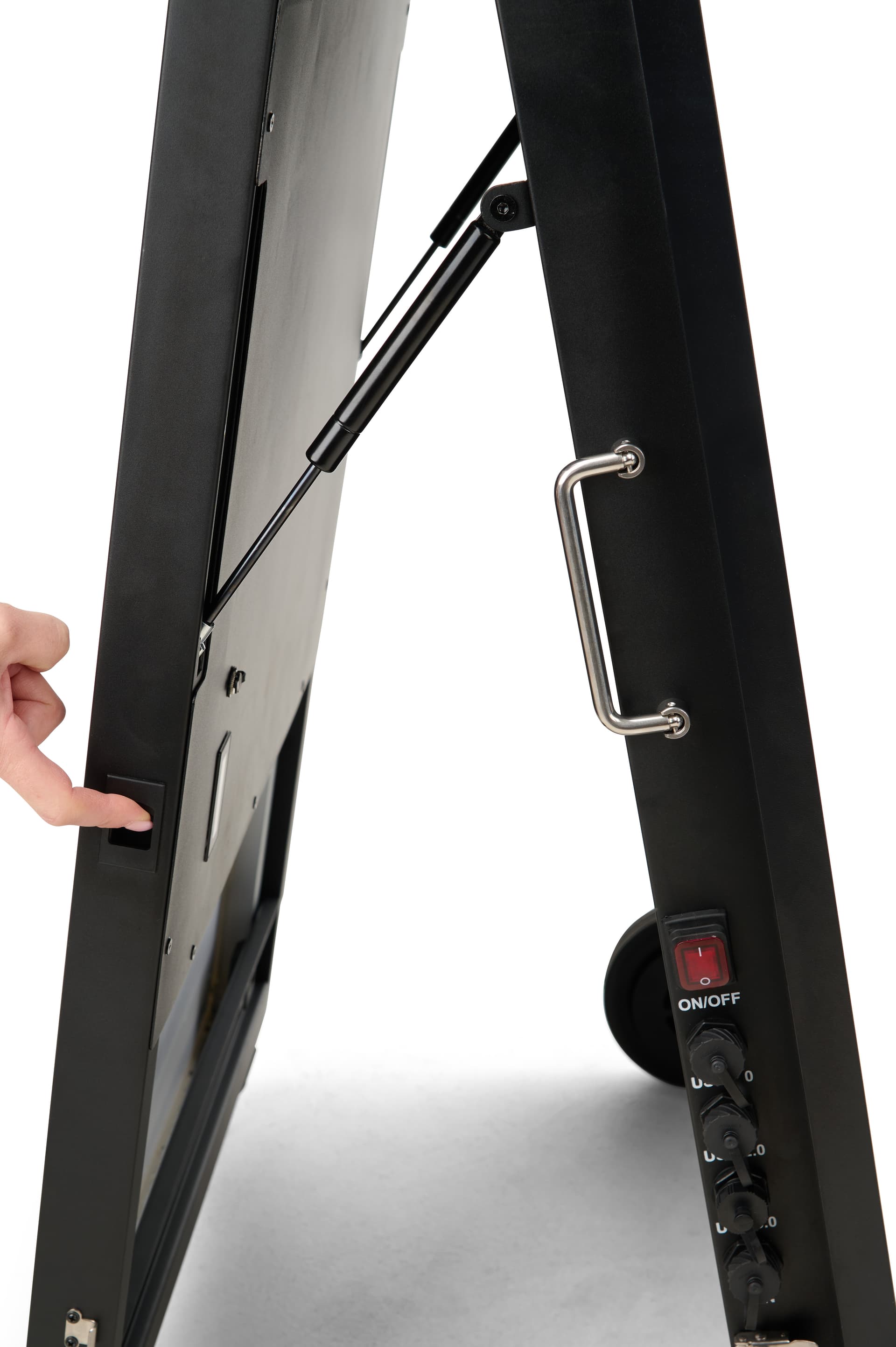  Outdoor digital display with lock release for folding flat