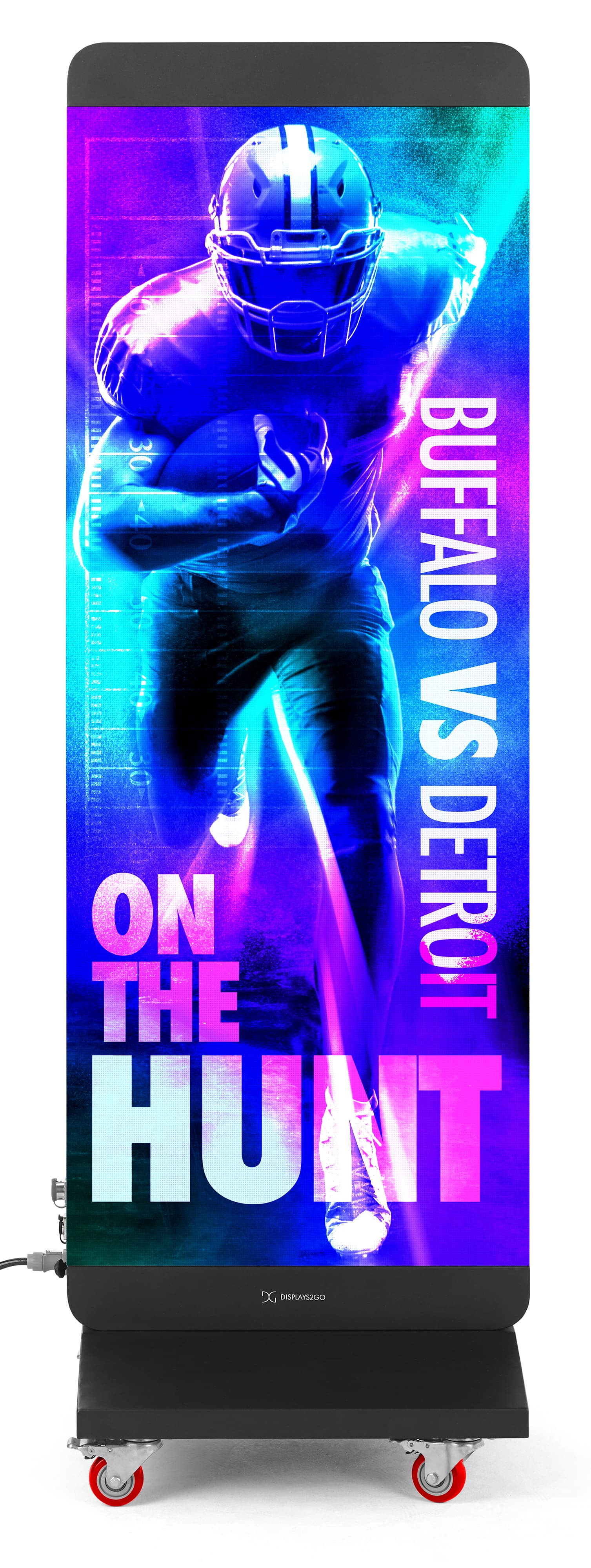 Direct view LED display with vibrant and bright graphic showcasing football game day hype