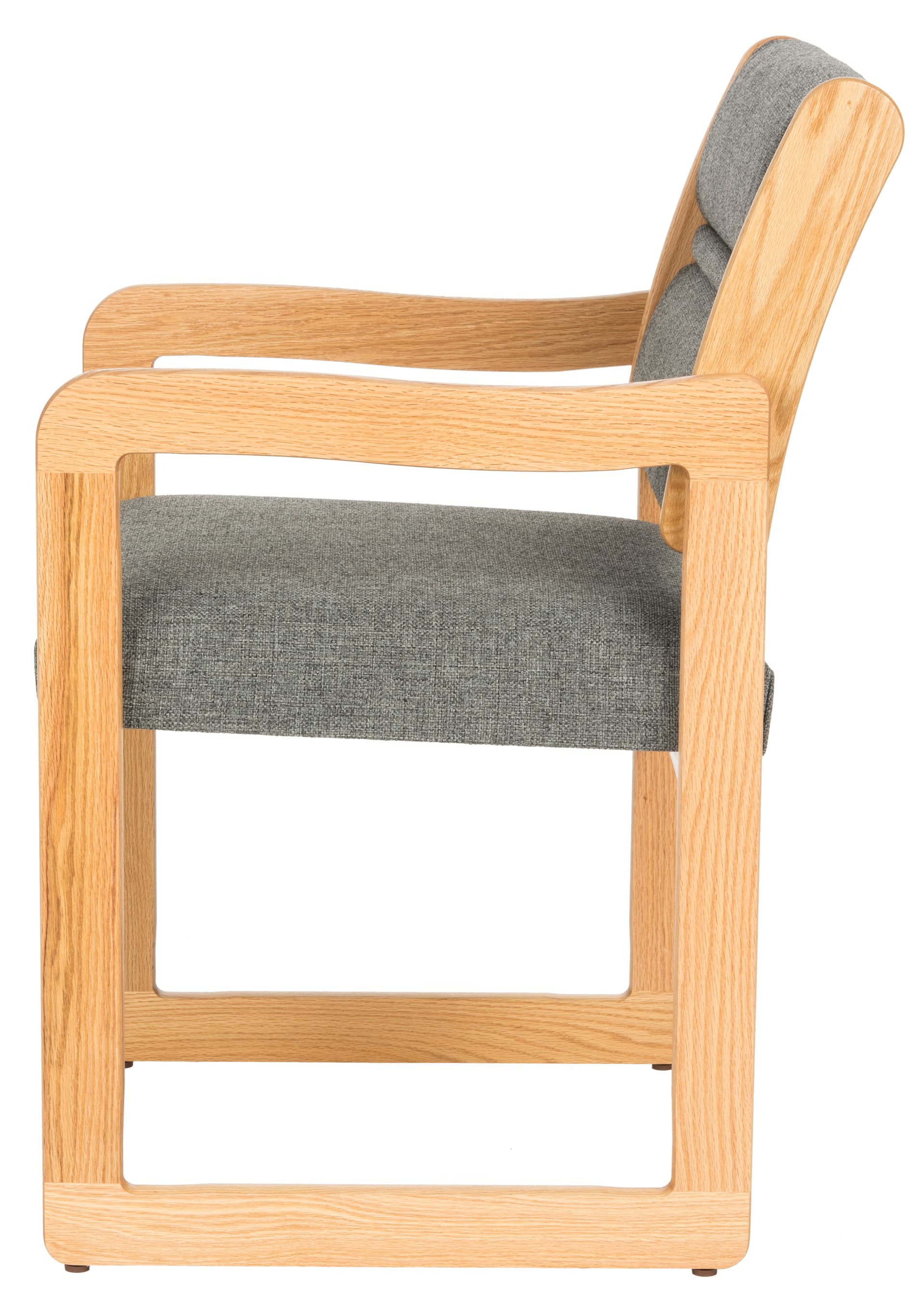Charcoal Grey Lobby Chair, Light Oak Finish