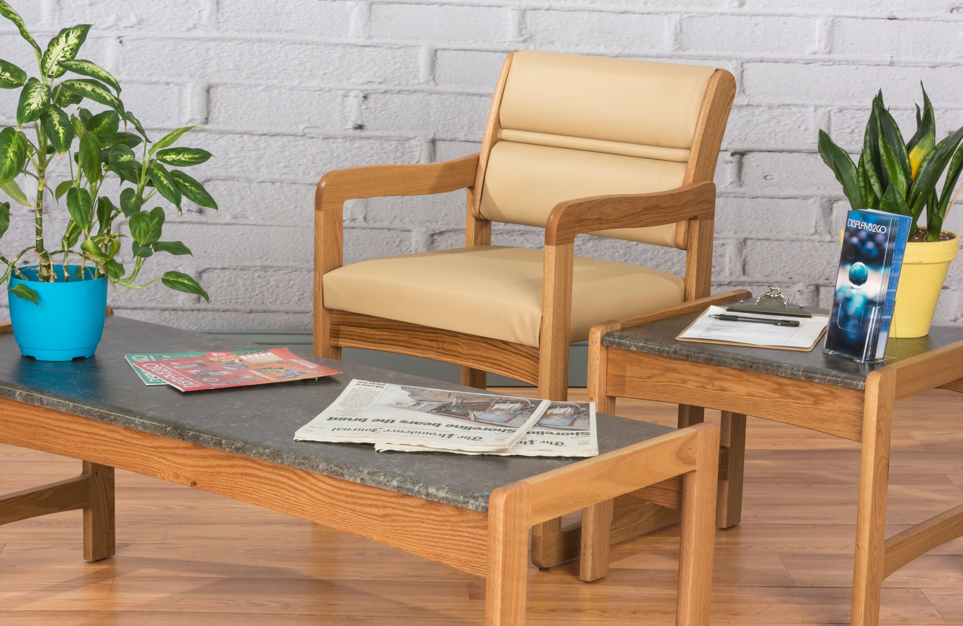 Cream Reception Room Chair, Floor Standing