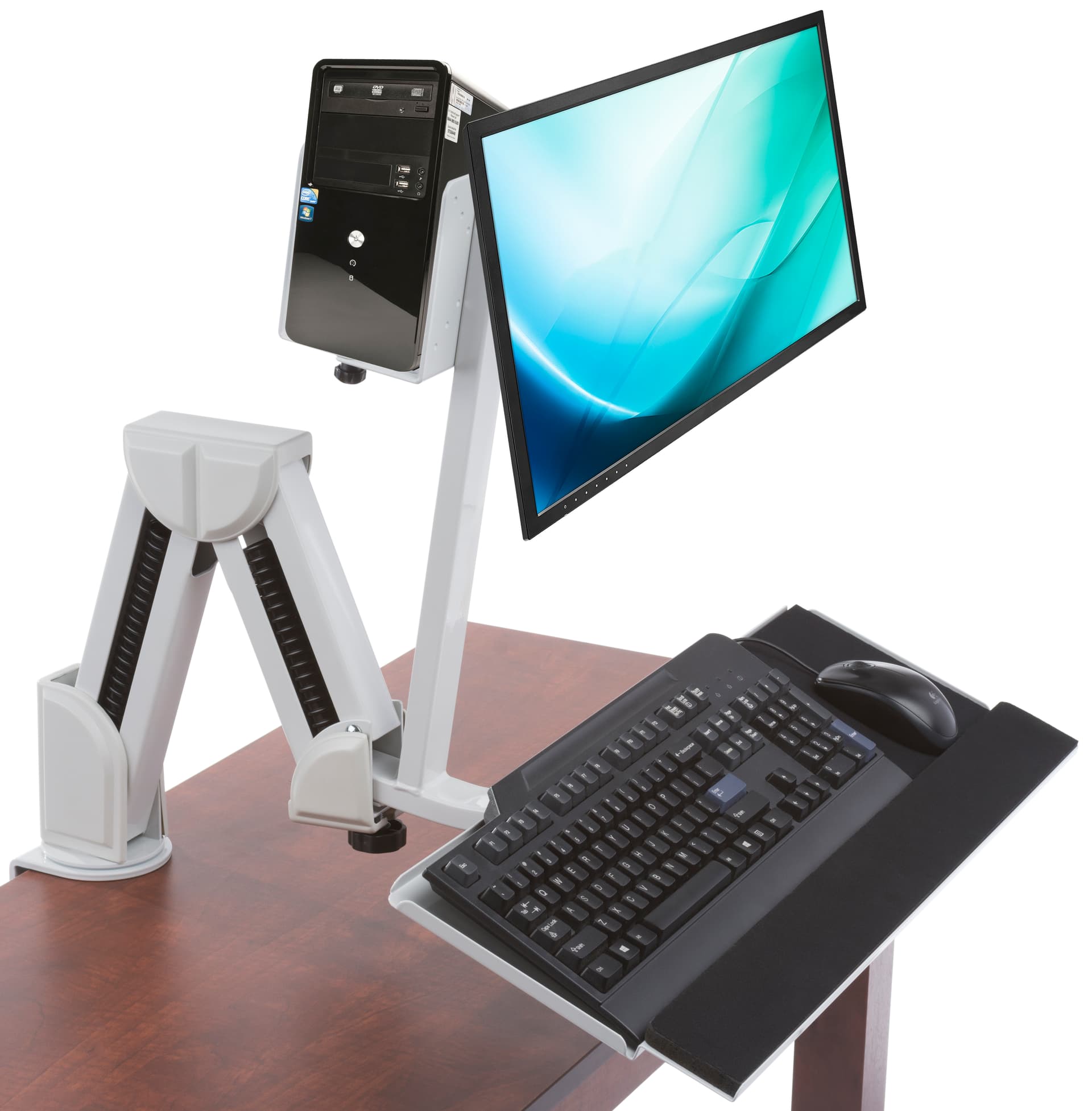 Monitor Arm w/ Keyboard Tray for 14" - 27" Monitors