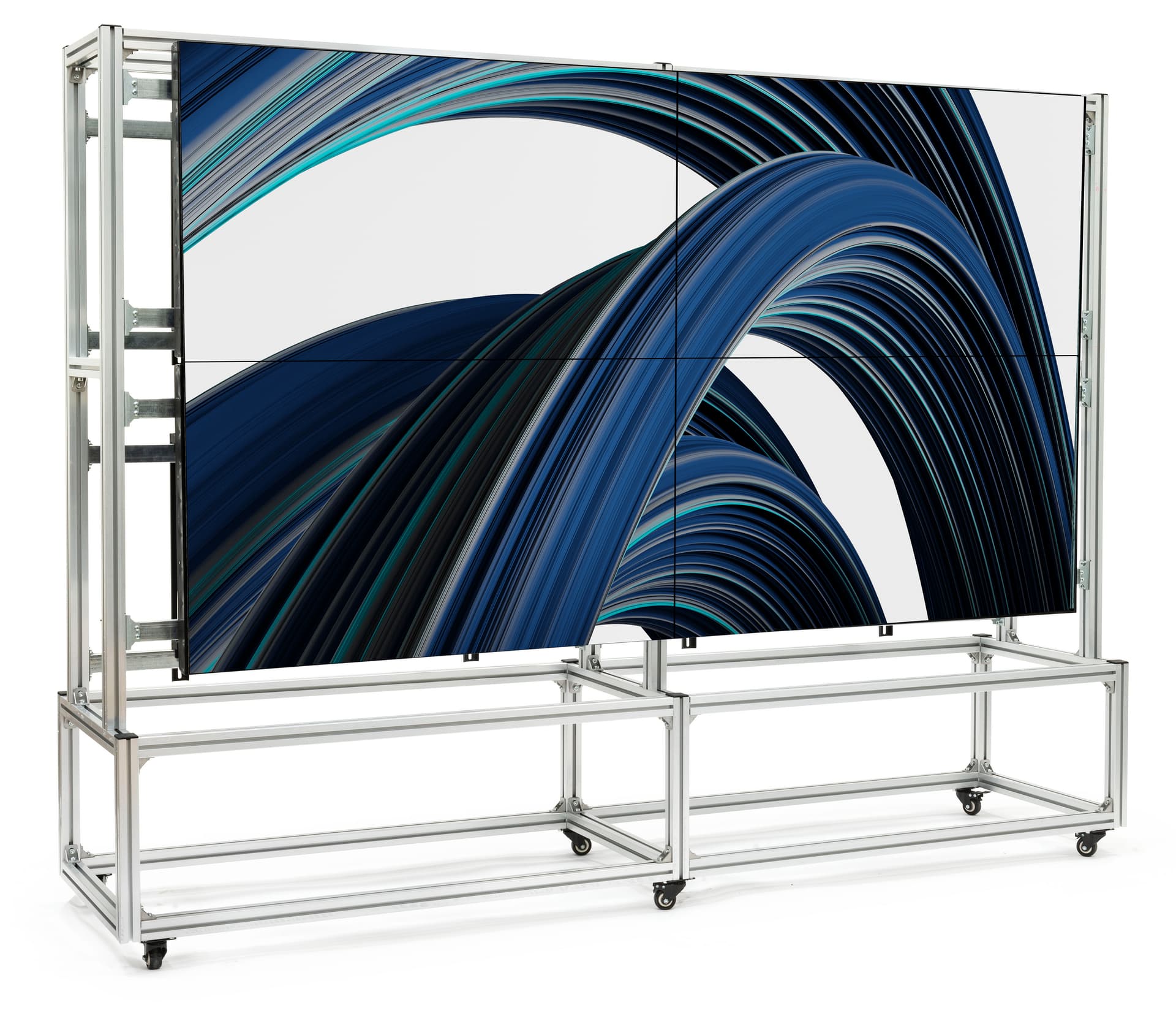 Freestanding video wall mount with eight monitor capacity