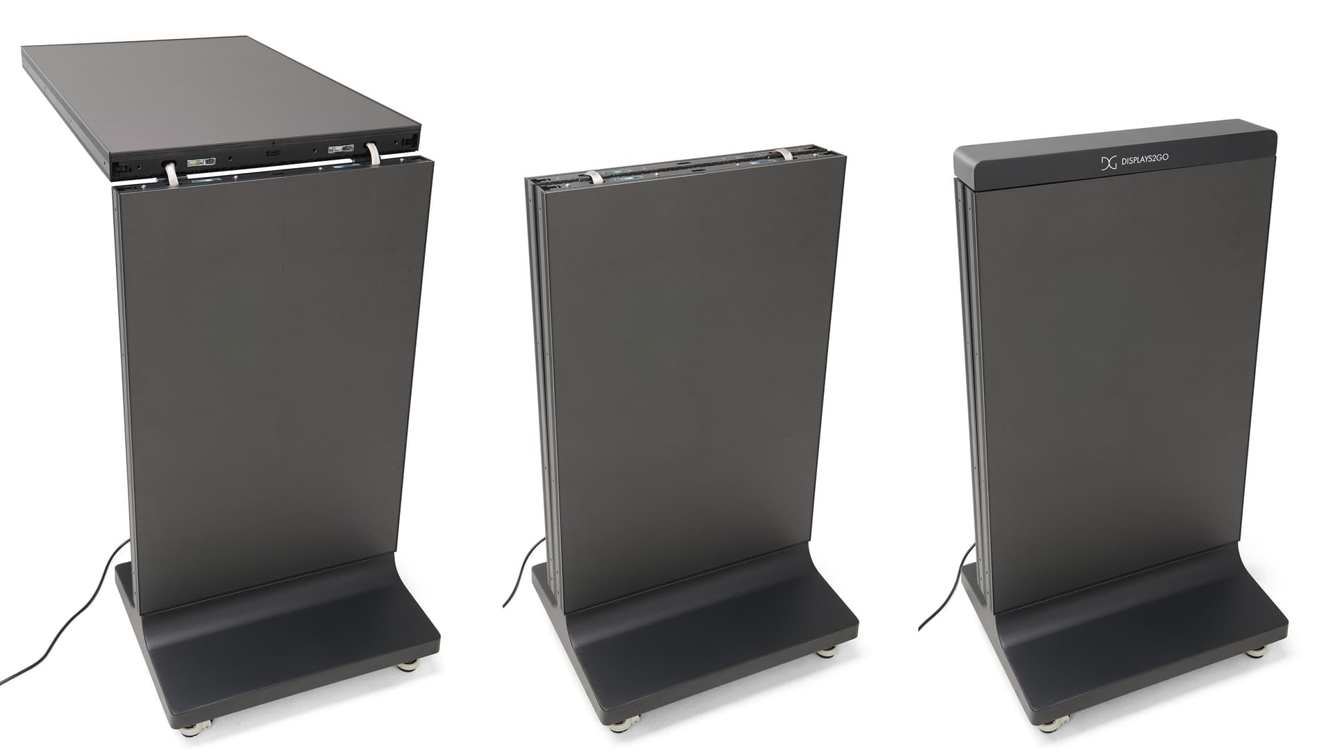 Foldable LED poster being shown transitioning into the folding orientation