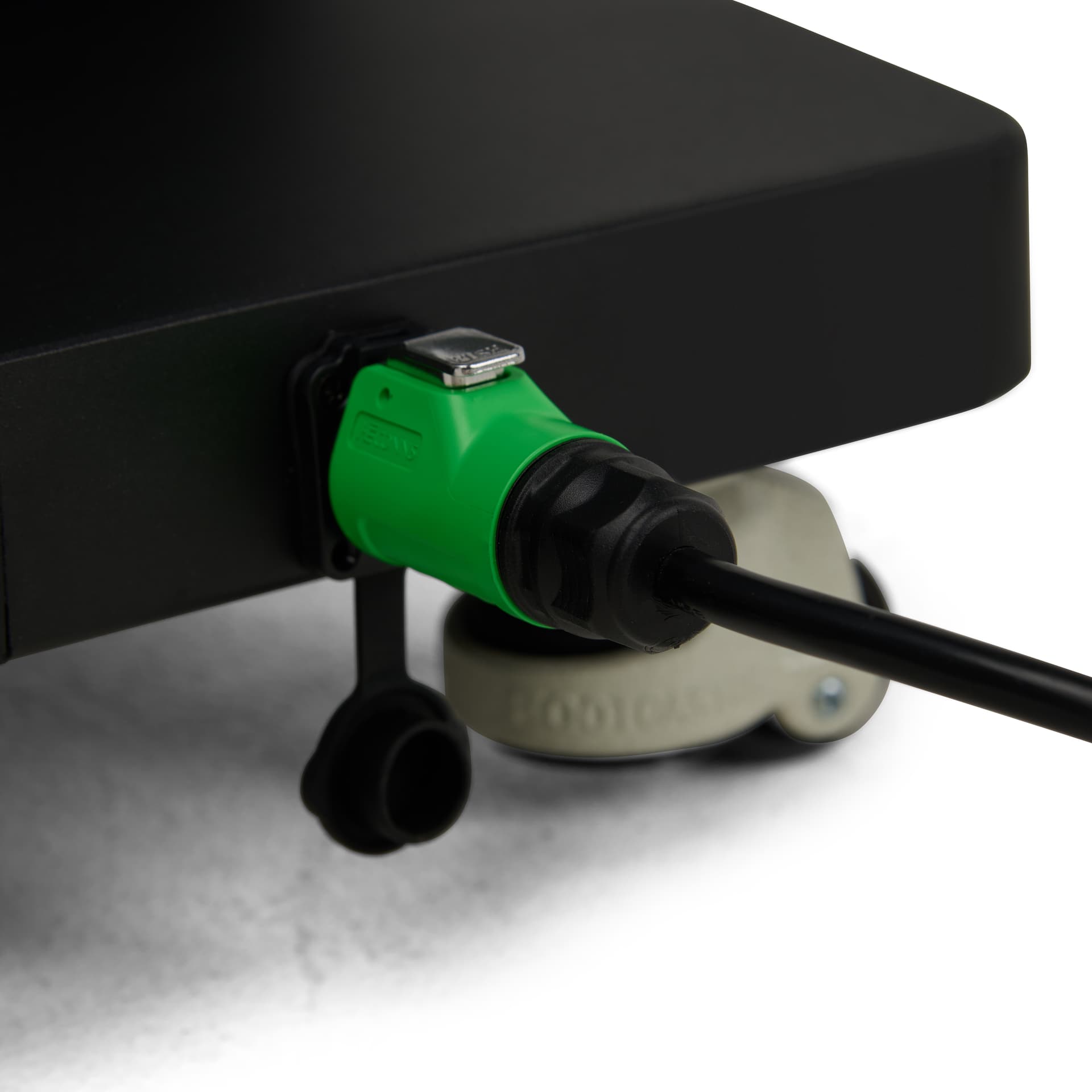 Foldable LED poster showcasing the power cord