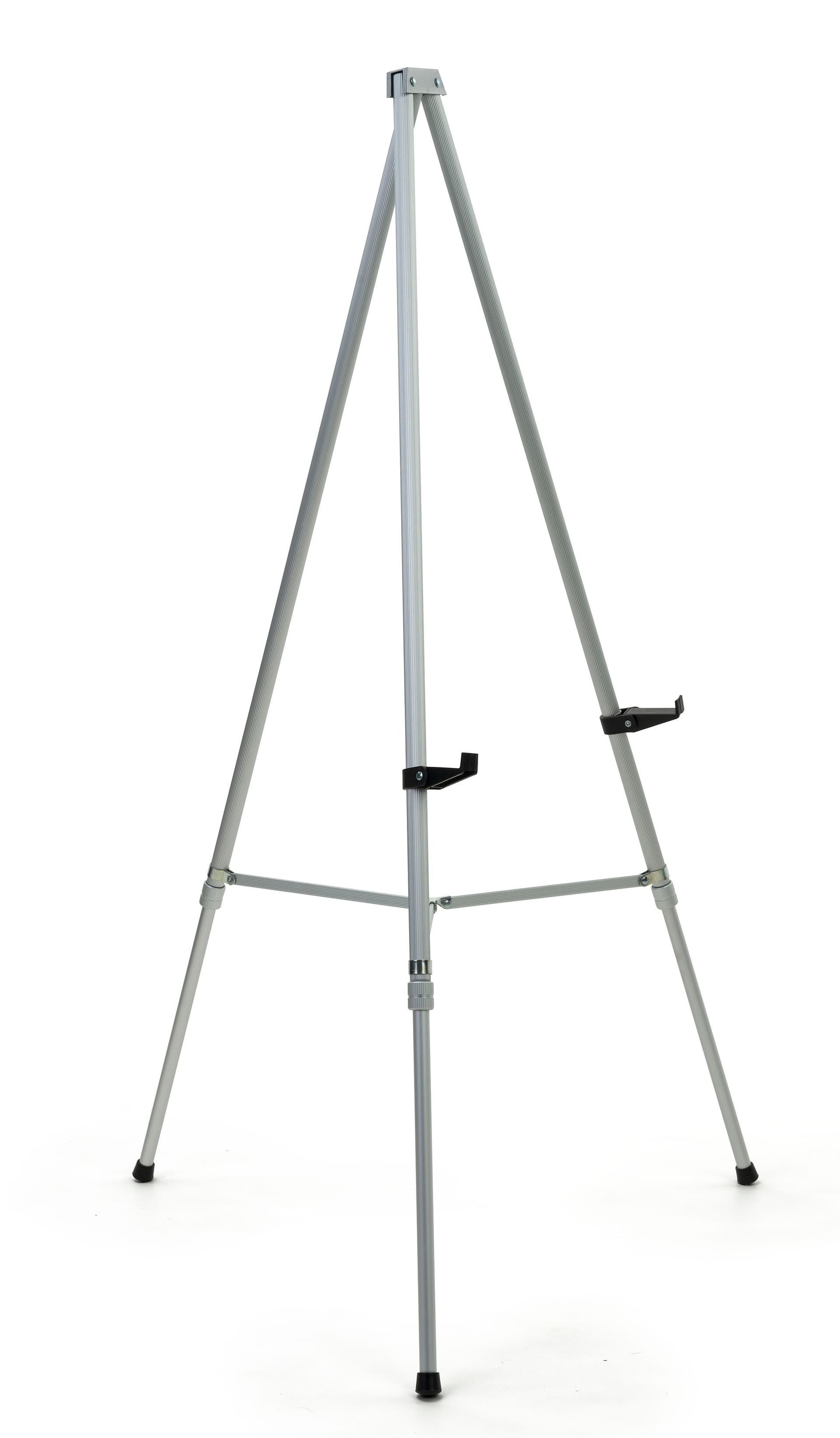 Portable silver tripod easel with telescoping legs