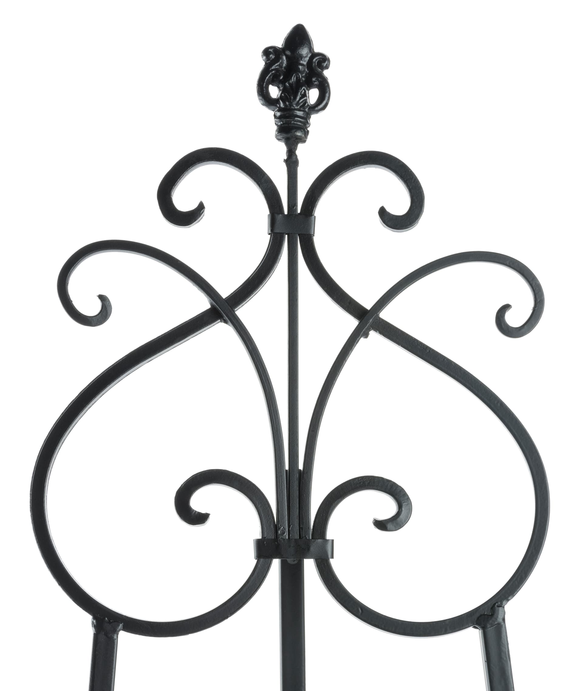 Adjustable Wrought Iron Easel with Scroll Design Topper