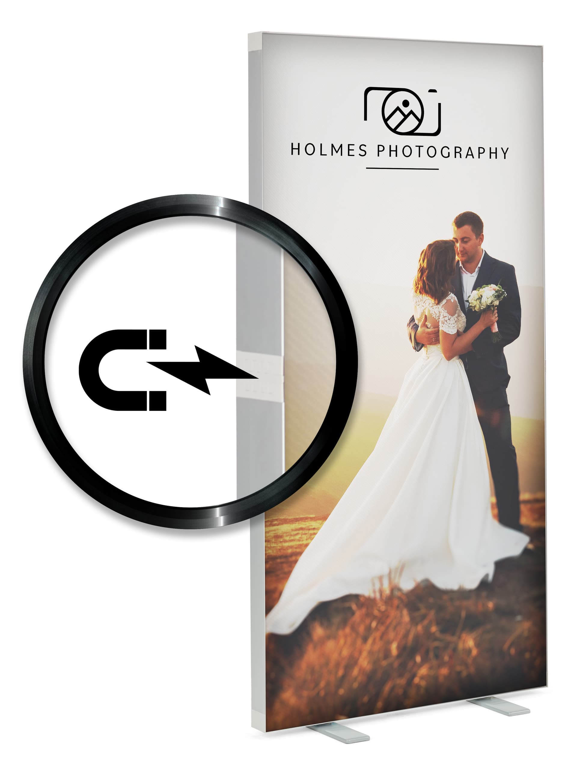 SEG pop-up display with magnetic frame
