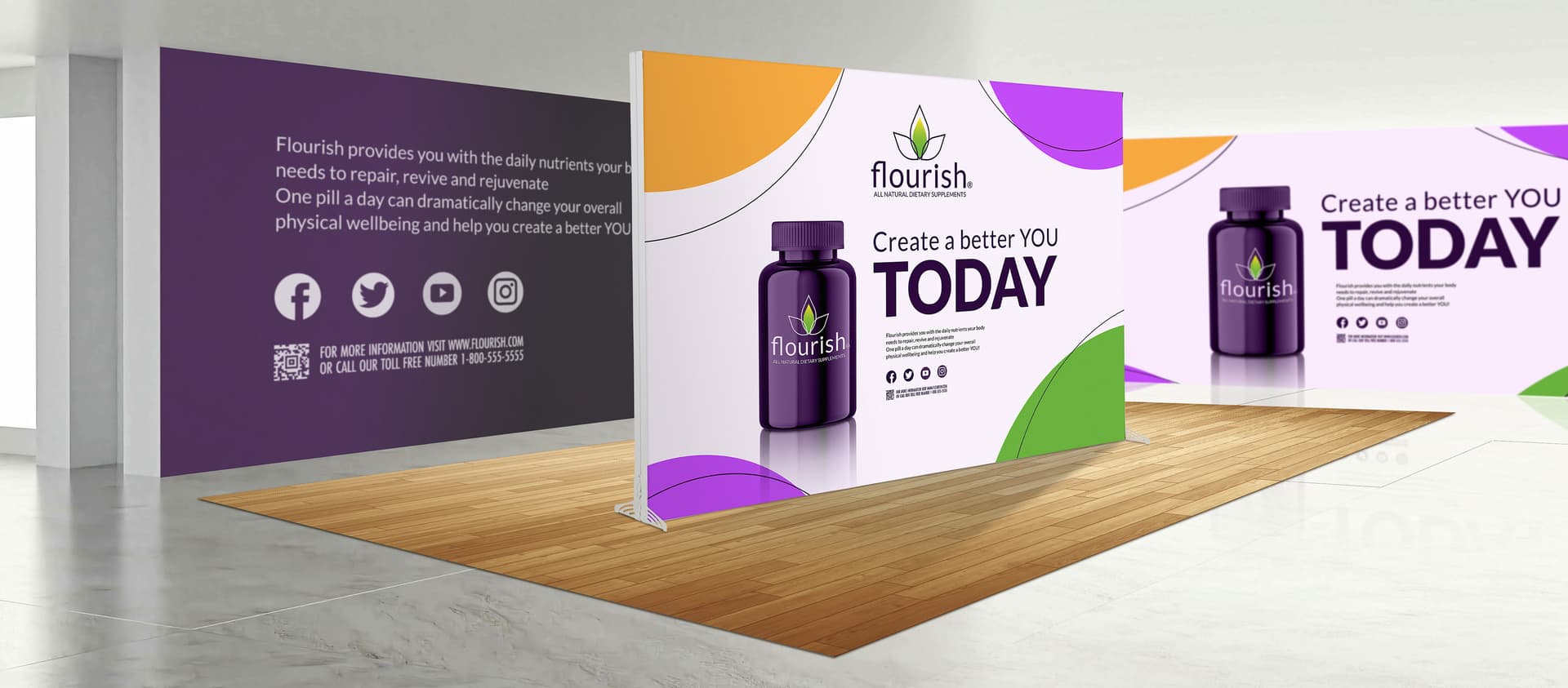 LED backlit trade show display for 10x10 booths