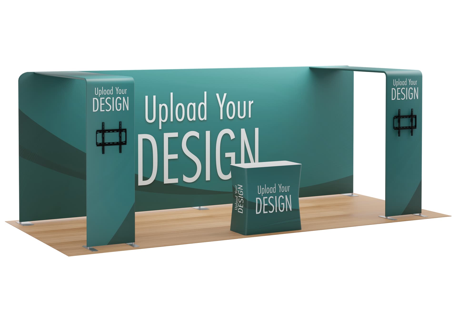 Pop up trade show booth with eco-friendly graphics