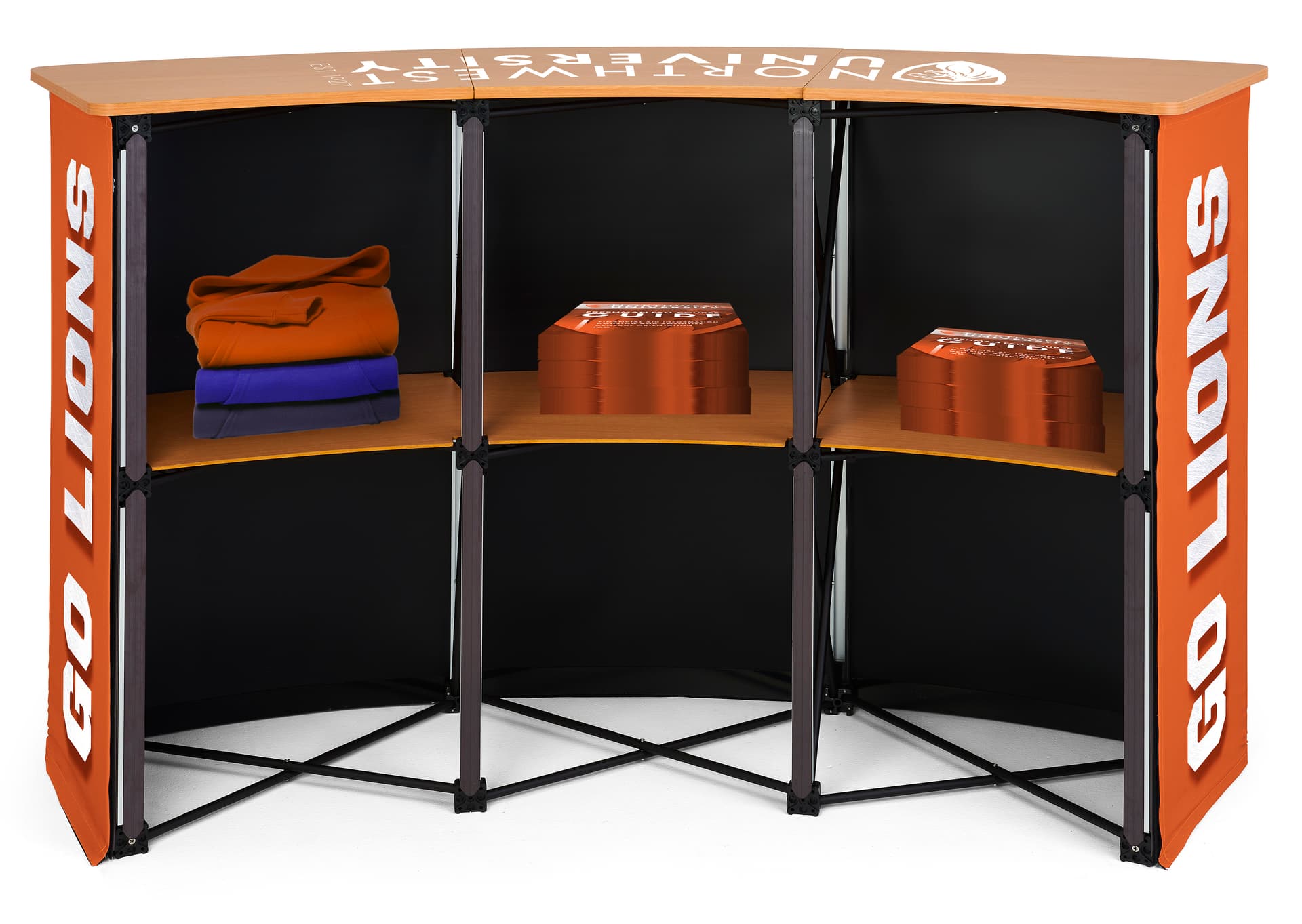 Trade show display counter with inner shelf