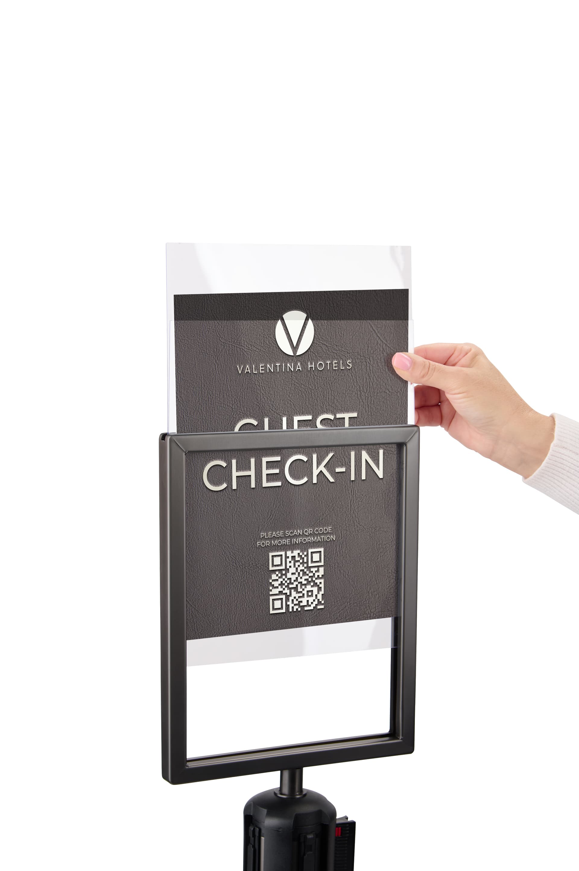 Sign holder topper for RCCDX QueuePole.Deluxe stanchions 