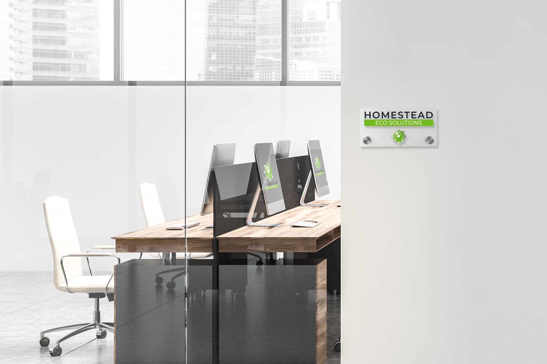 Recycled acrylic custom office wall signs with minimalist design