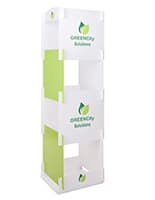 Flat pack cube display signage with custom graphics
