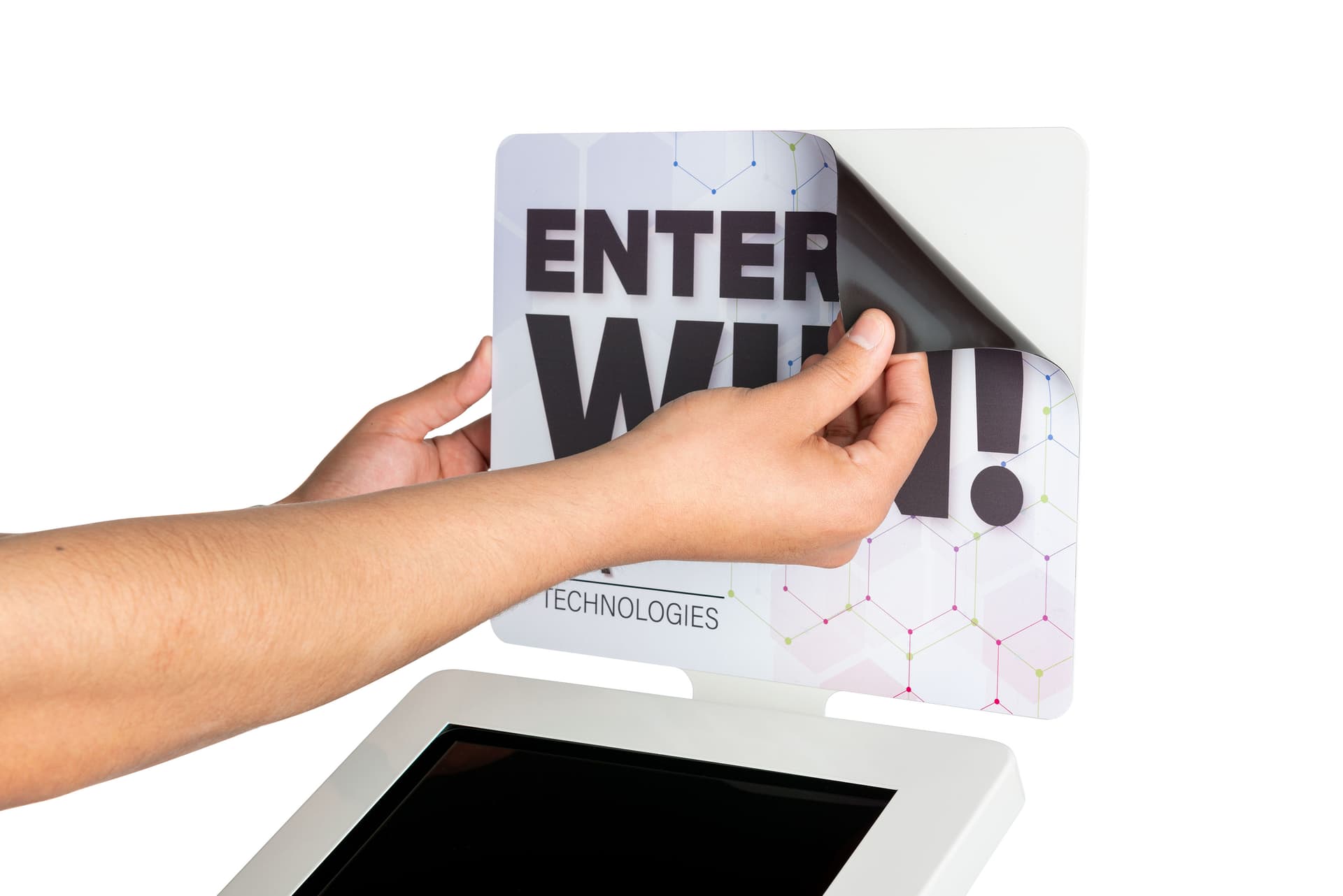 Strong magnet custom kiosk graphics for 9.7" IPELIT97 tablet stands