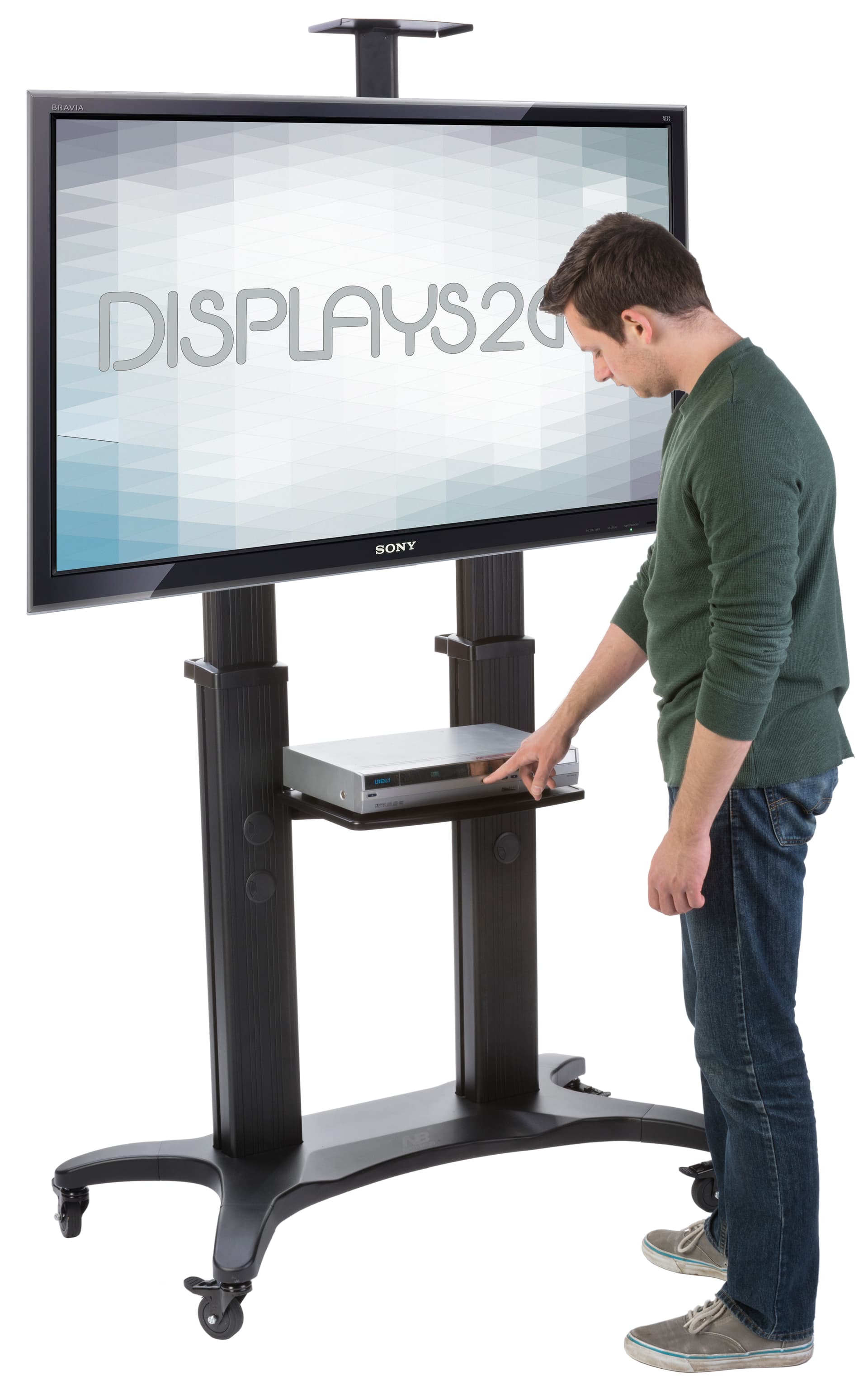 Mobile TV Rack, 125lbs Max Load Capacity