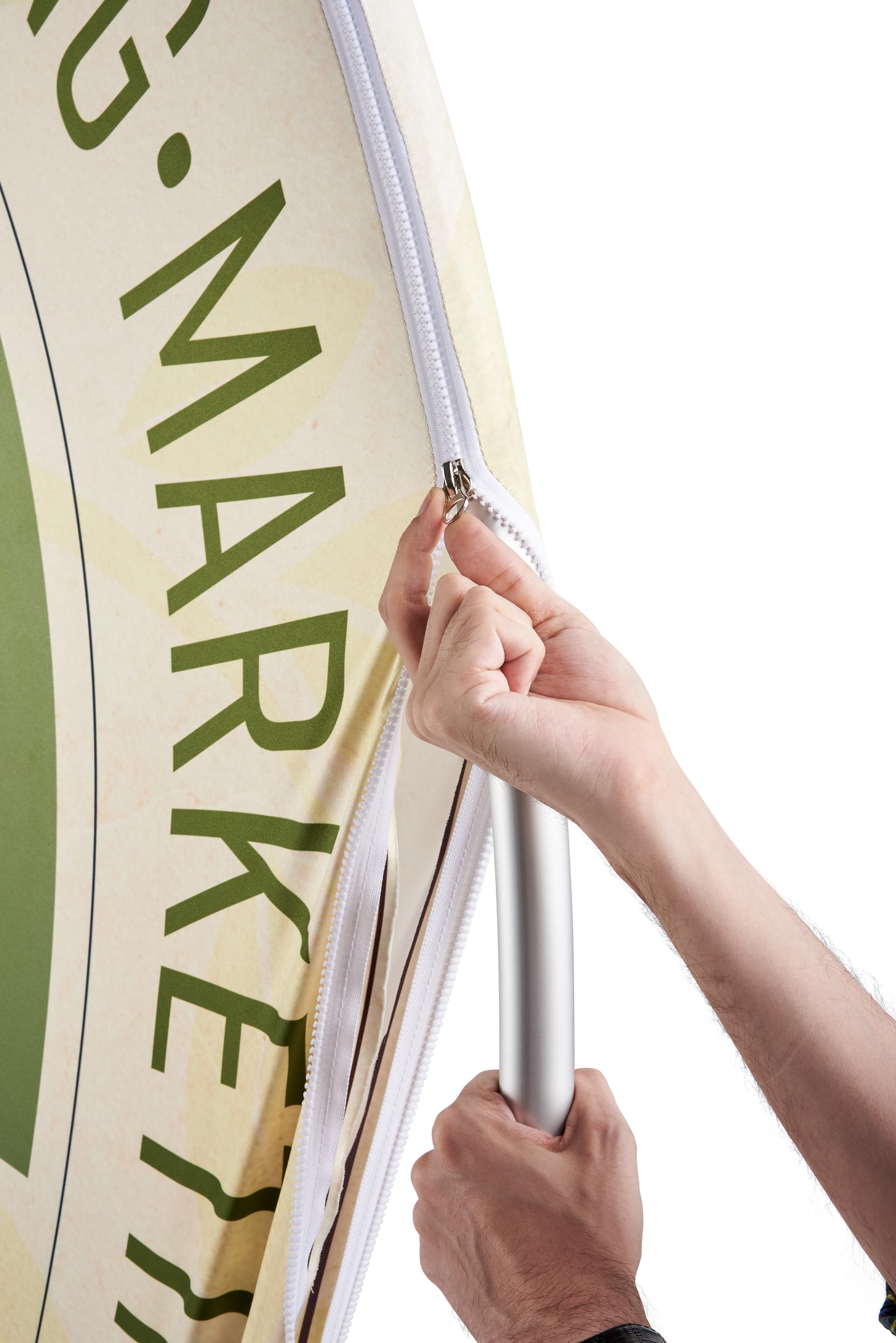 Custom printed seven foot EZ Extend circle backdrop with tight fit fabric