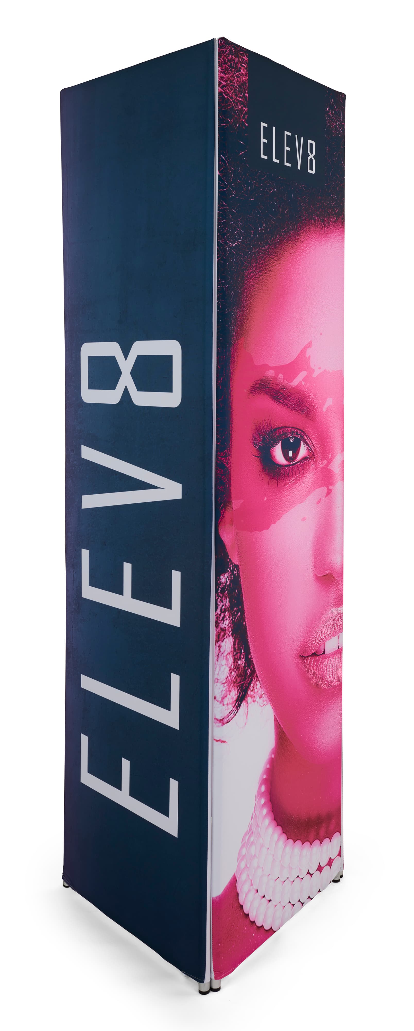 Fabric banner display stand with magnetic frames
