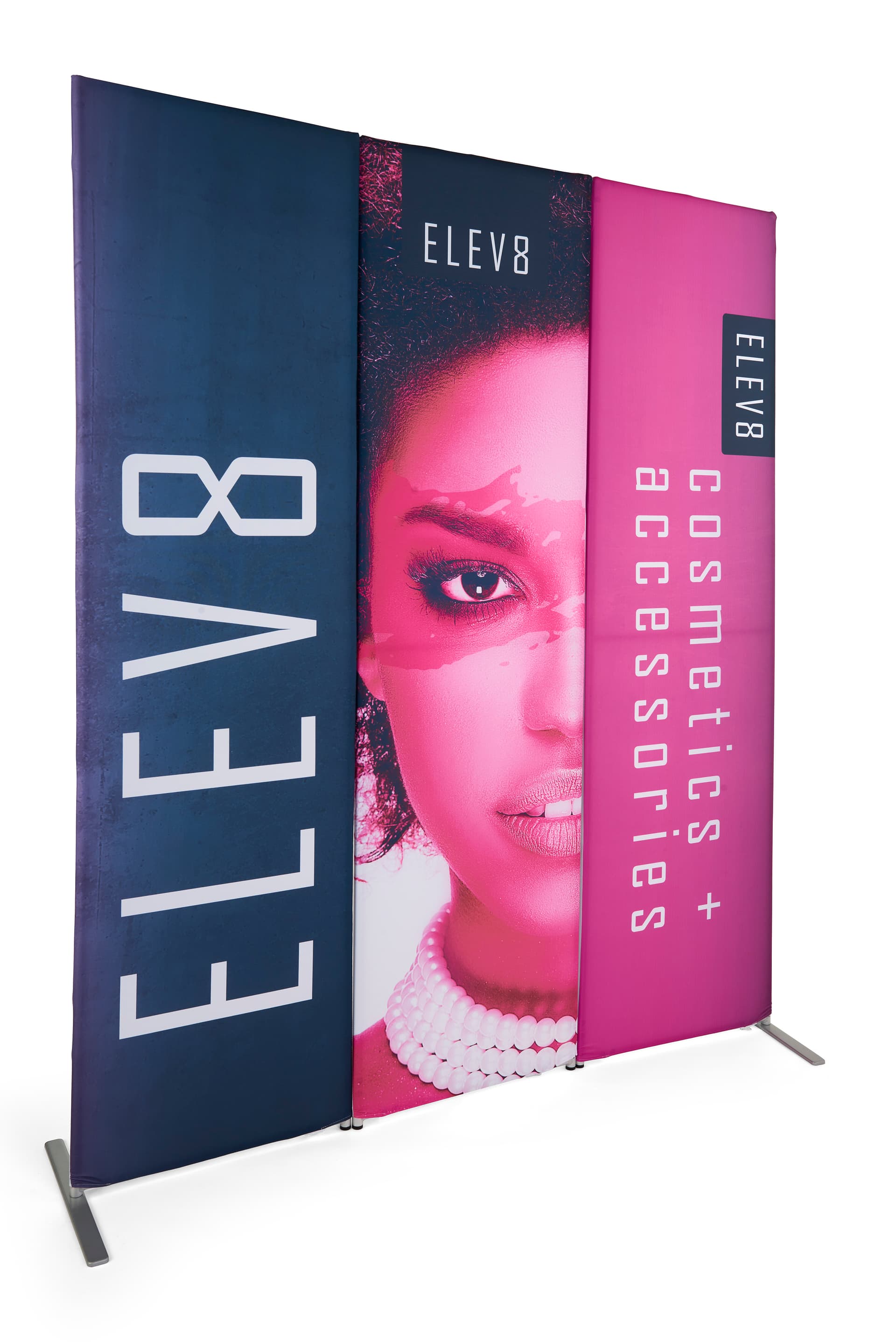 Fabric banner display stand with single sided printing