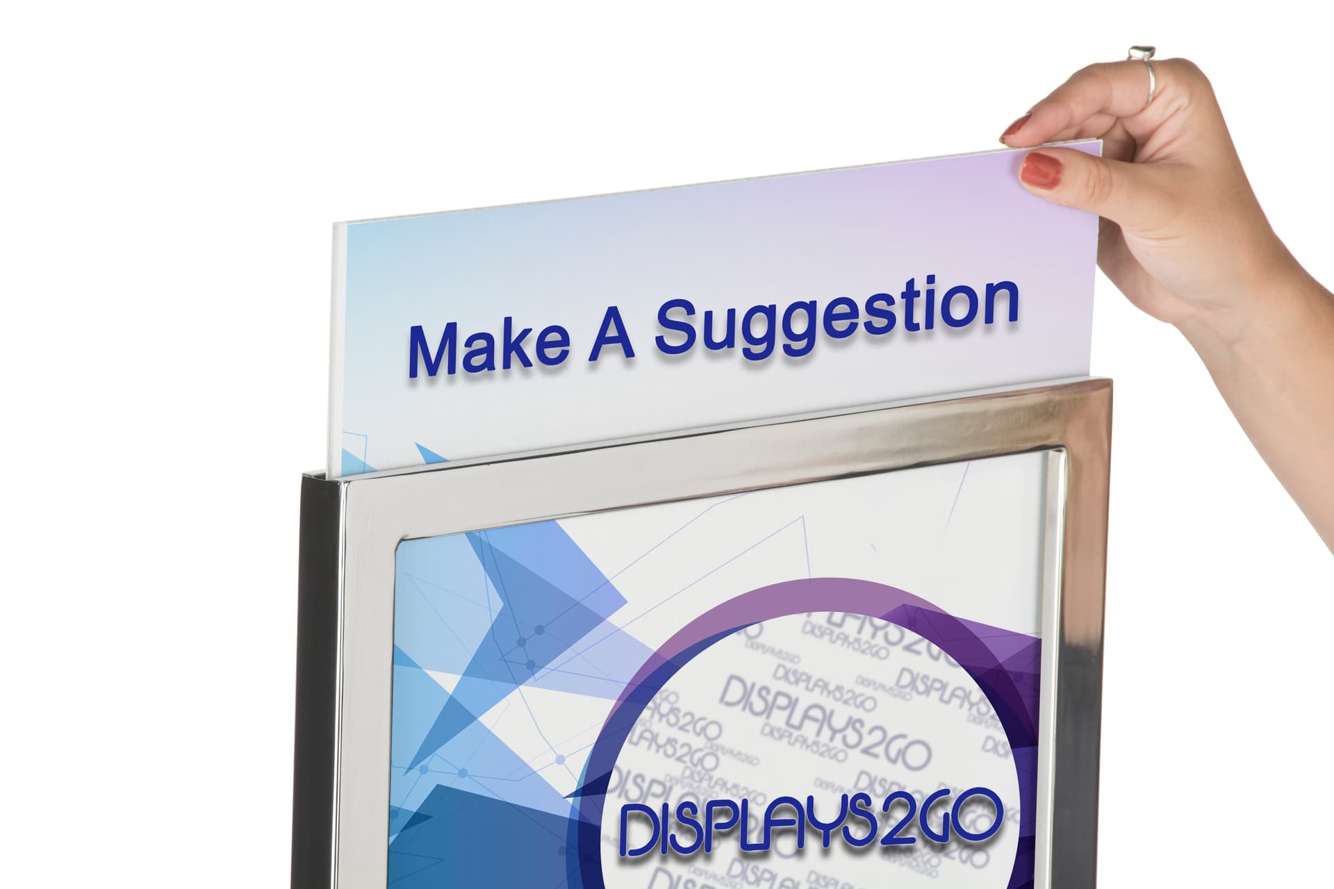 Top Inserting Poster Stand with Fundraising Box