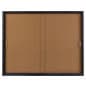 60 x 48 Enclosed Cork Board with 2 Sliding Doors, Locking - Black