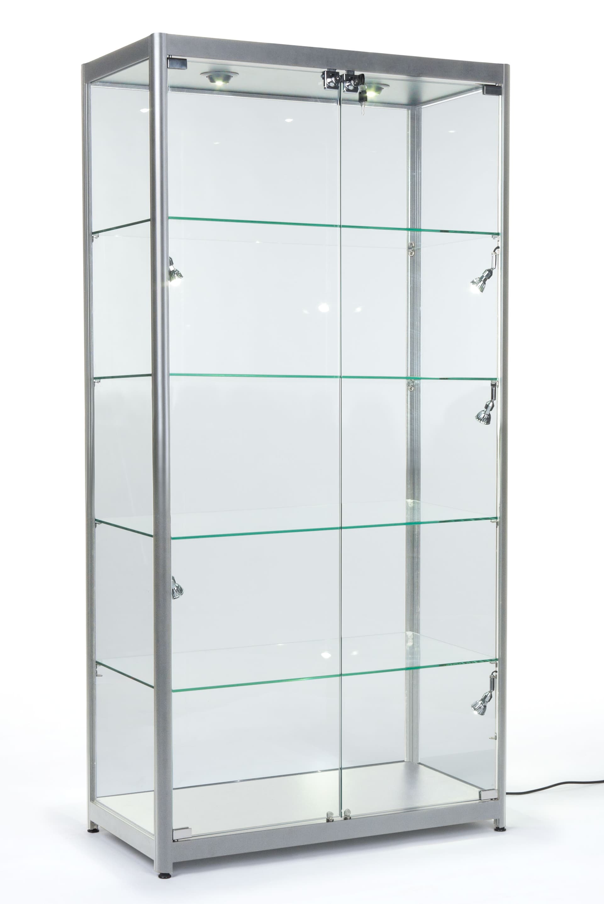 Silver Aluminum Frame Display Cases Lock To Keep Merchandise Secure
