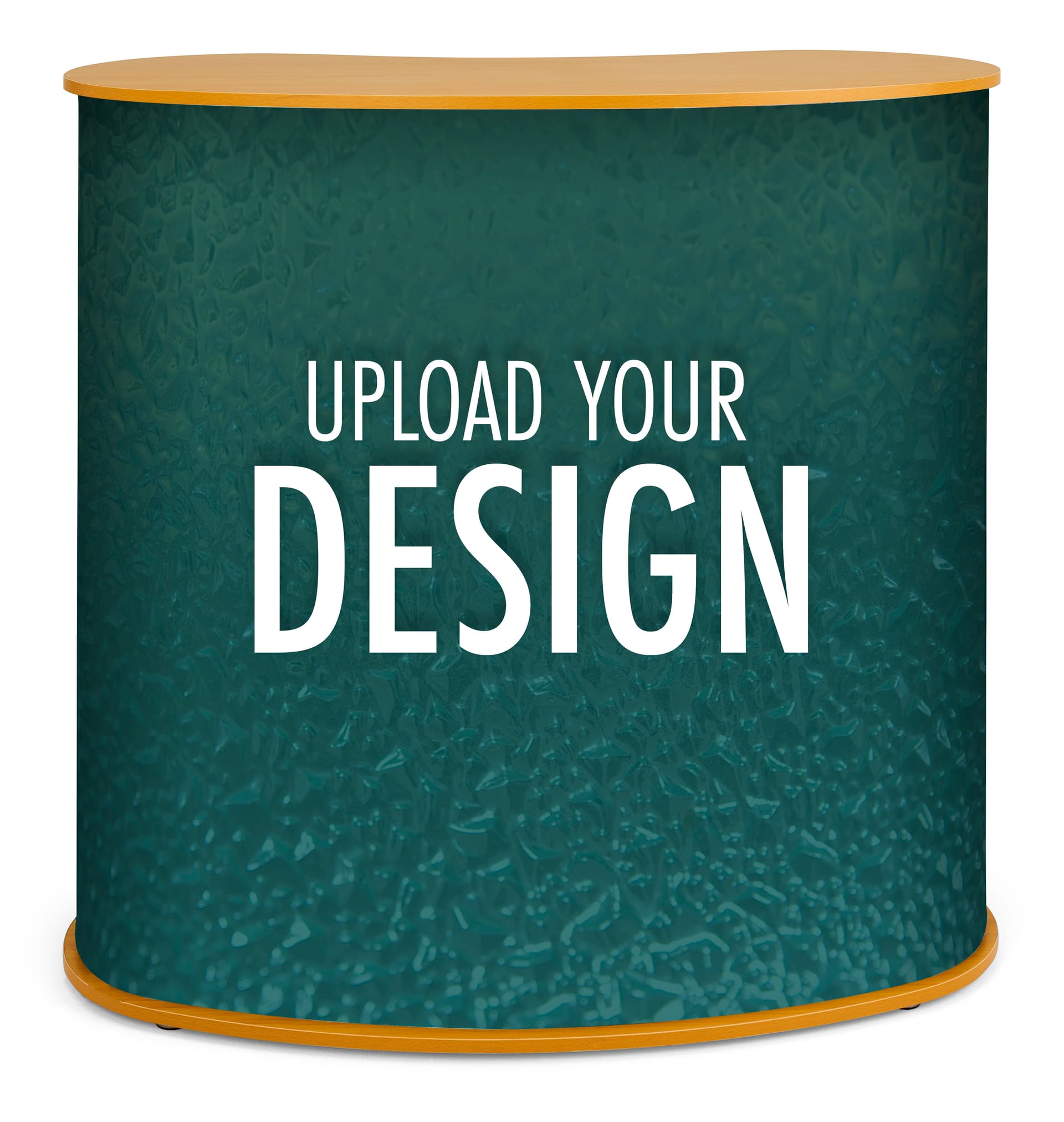 Portable trade show counter with custom graphics made from recycled fabric